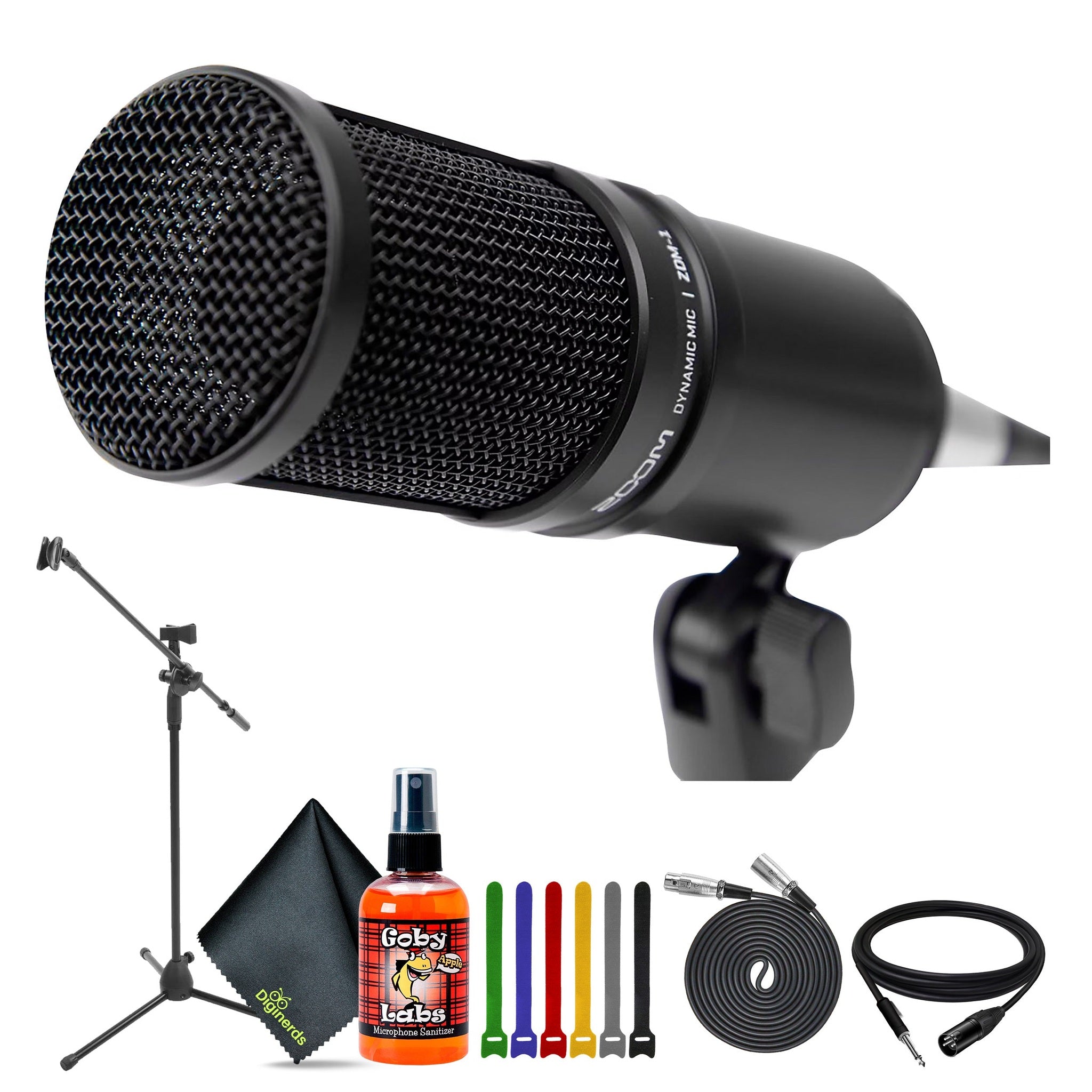 Zoom ZDM-1 Dynamic Microphone, Tripod Boom Microphone Adjustable Floor Stand Zoom