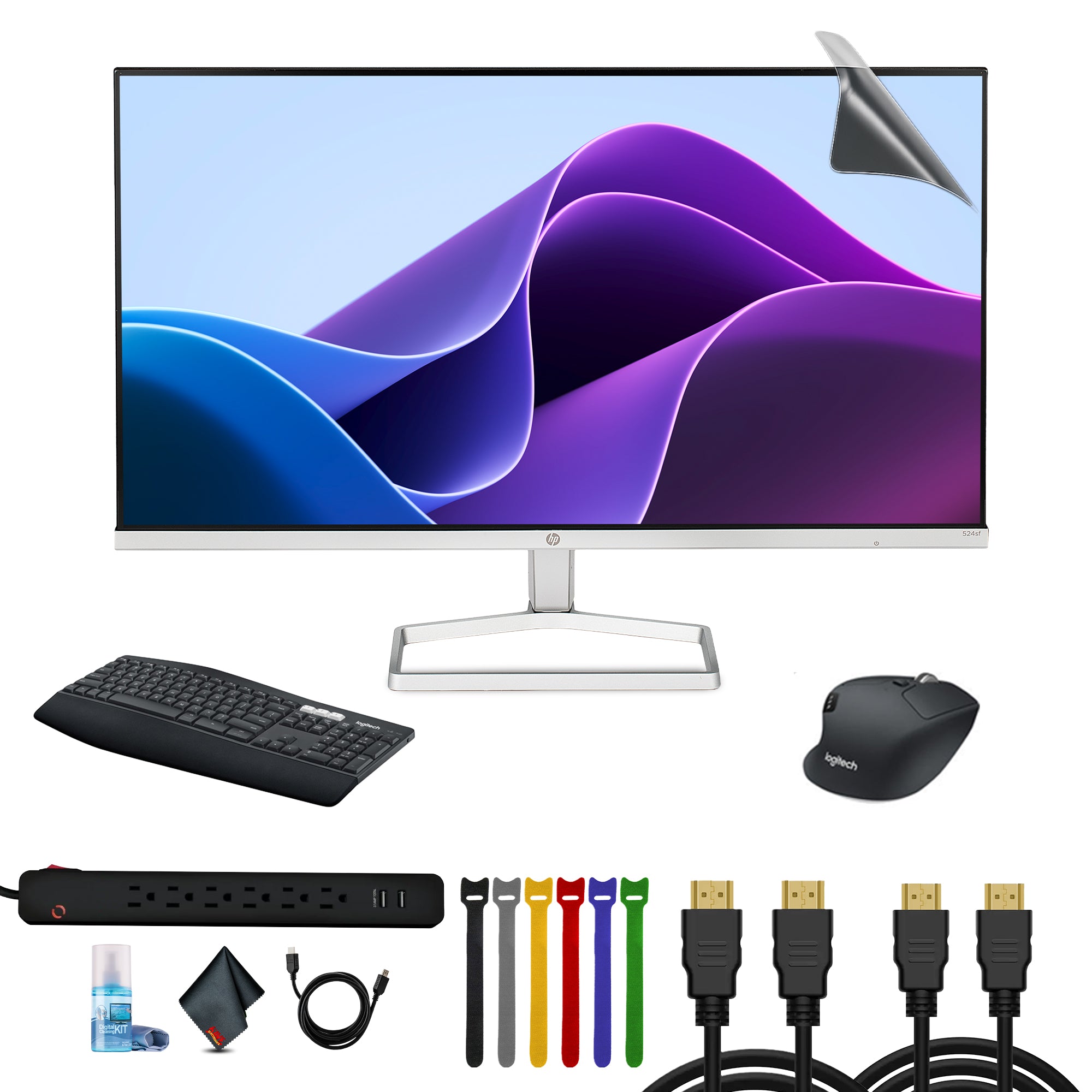 HP 524SF 24" 16:9 FHD 1080p IPS Slim Monitor Bundle