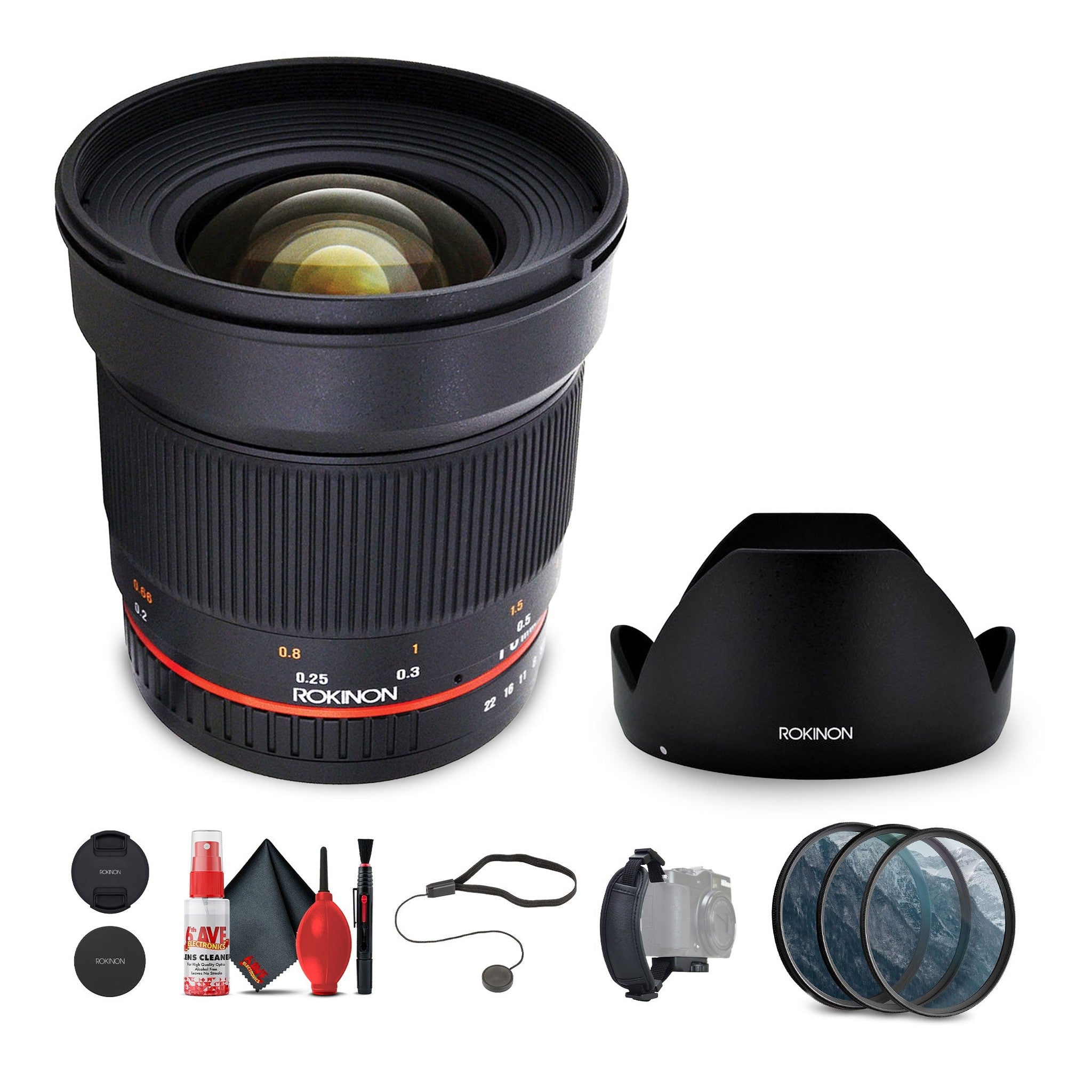 Rokinon 16mm f/2.0 ED AS UMC CS Lens for Fujifilm X Mount Bundle