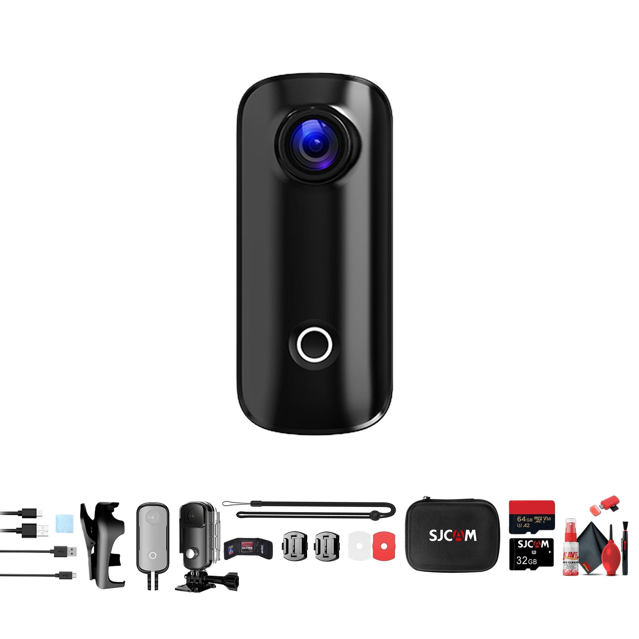 SJCAM C100 Plus Action Camera Black Bundle