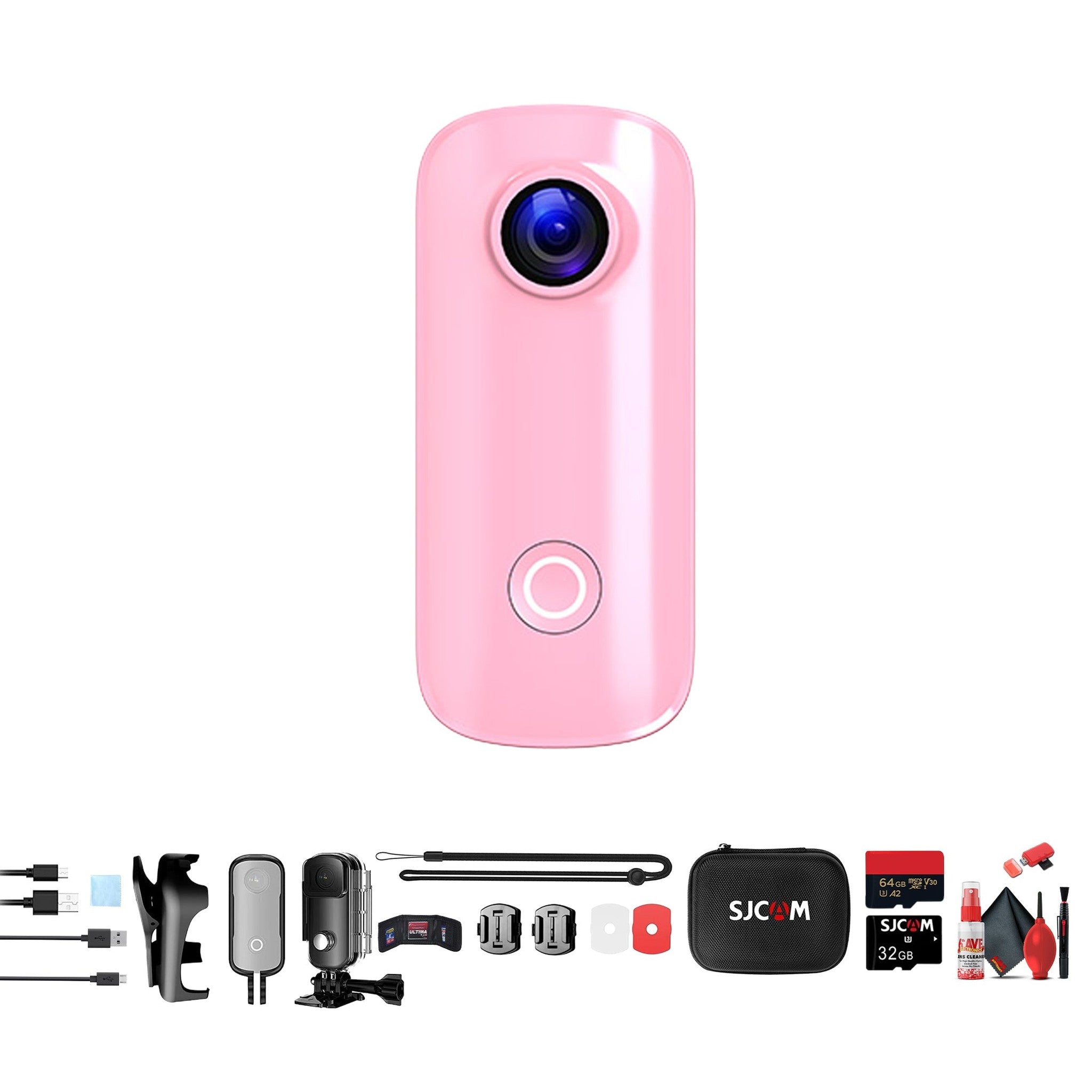 SJCAM C100 Plus Action Camera Pink Bundle