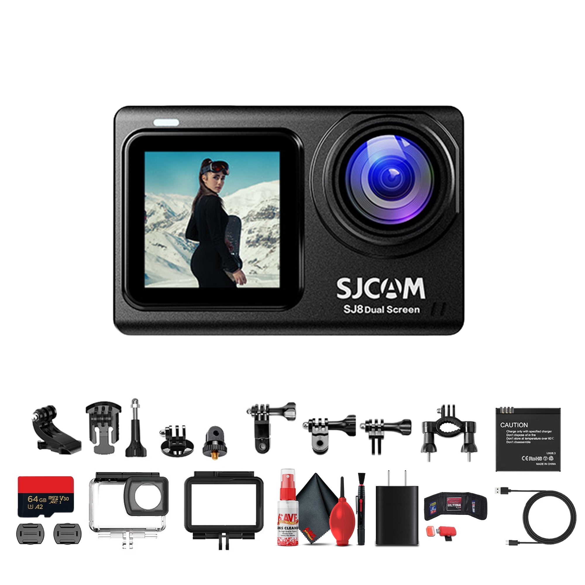 SJCAM SJ8 Dual Screen Action Camera Bundle