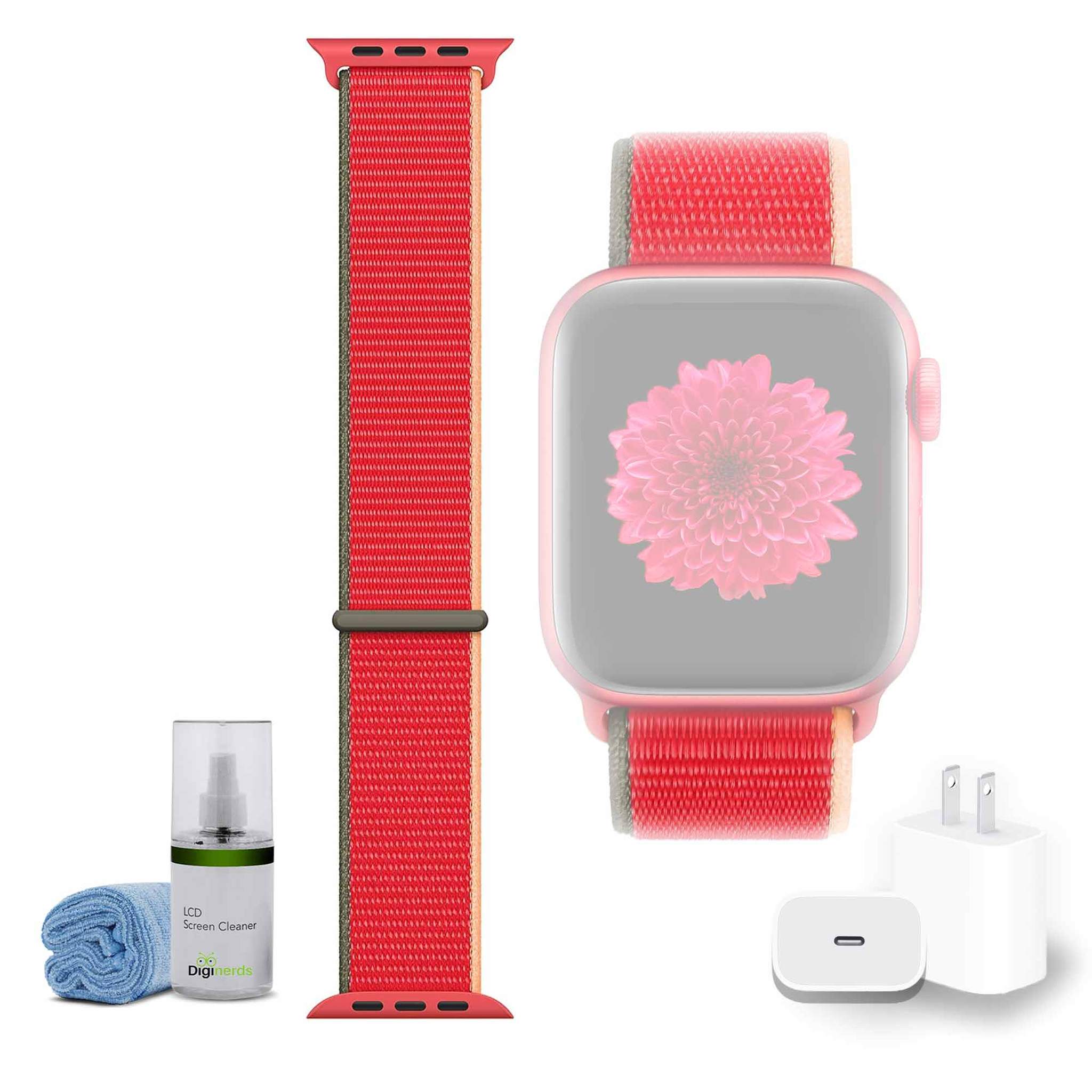 Apple Watch 44mm Sport Loop - Red with USB-C Charging Block Bundle Apple