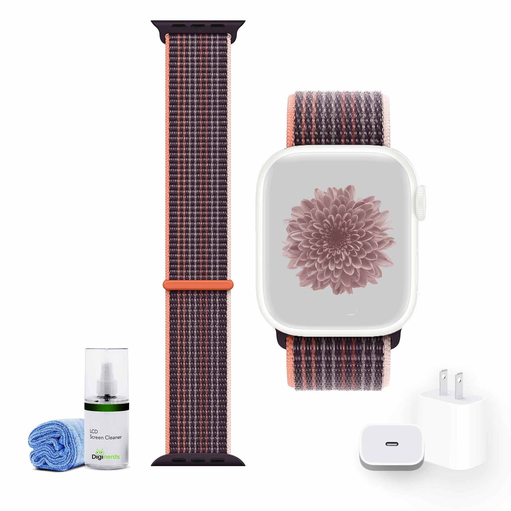 Apple Watch 45mm Sport Loop - Elderberry with USB-C Charging Block Bundle Apple