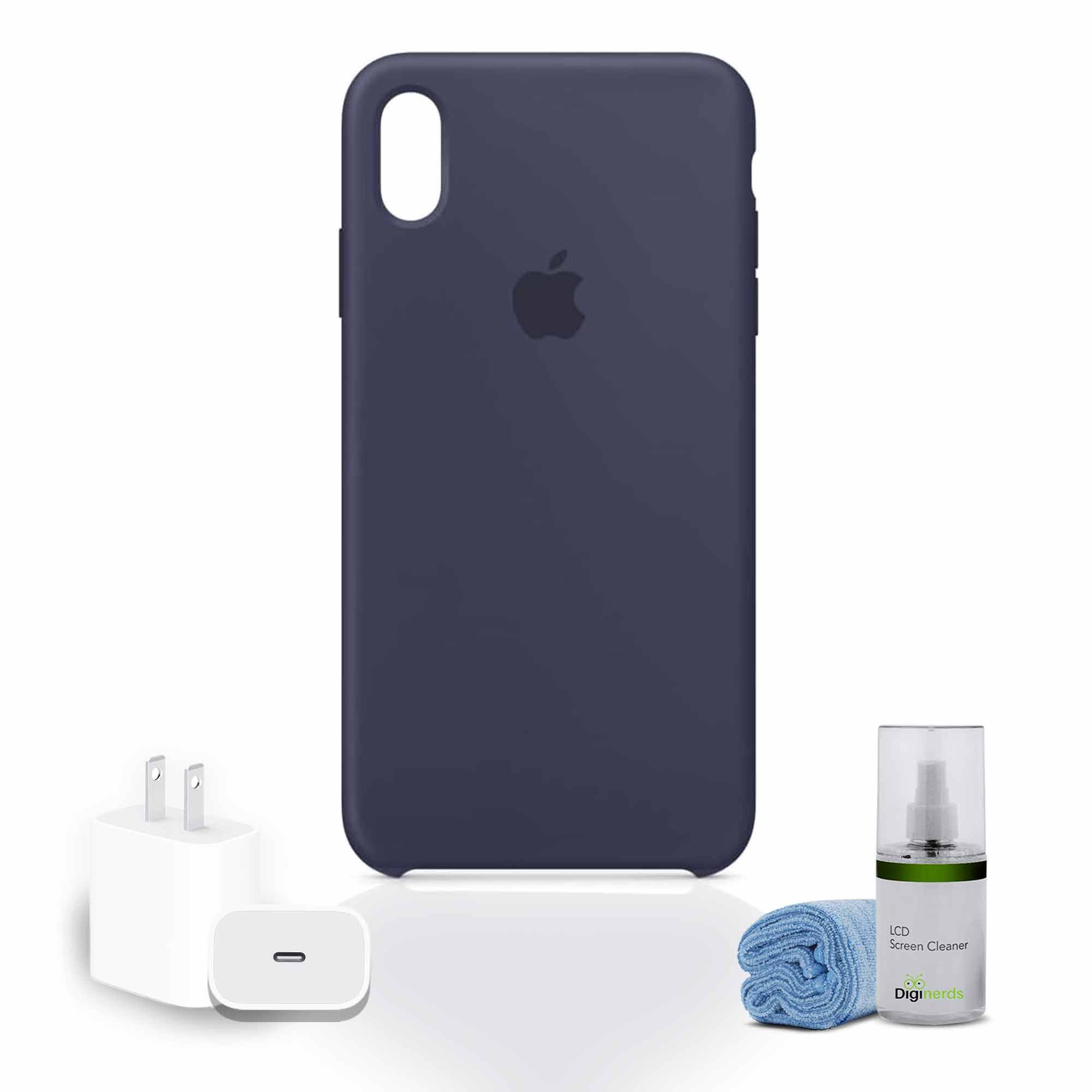 Apple iPhone Xs Max Silicone Case - Midnight Blue Bundle