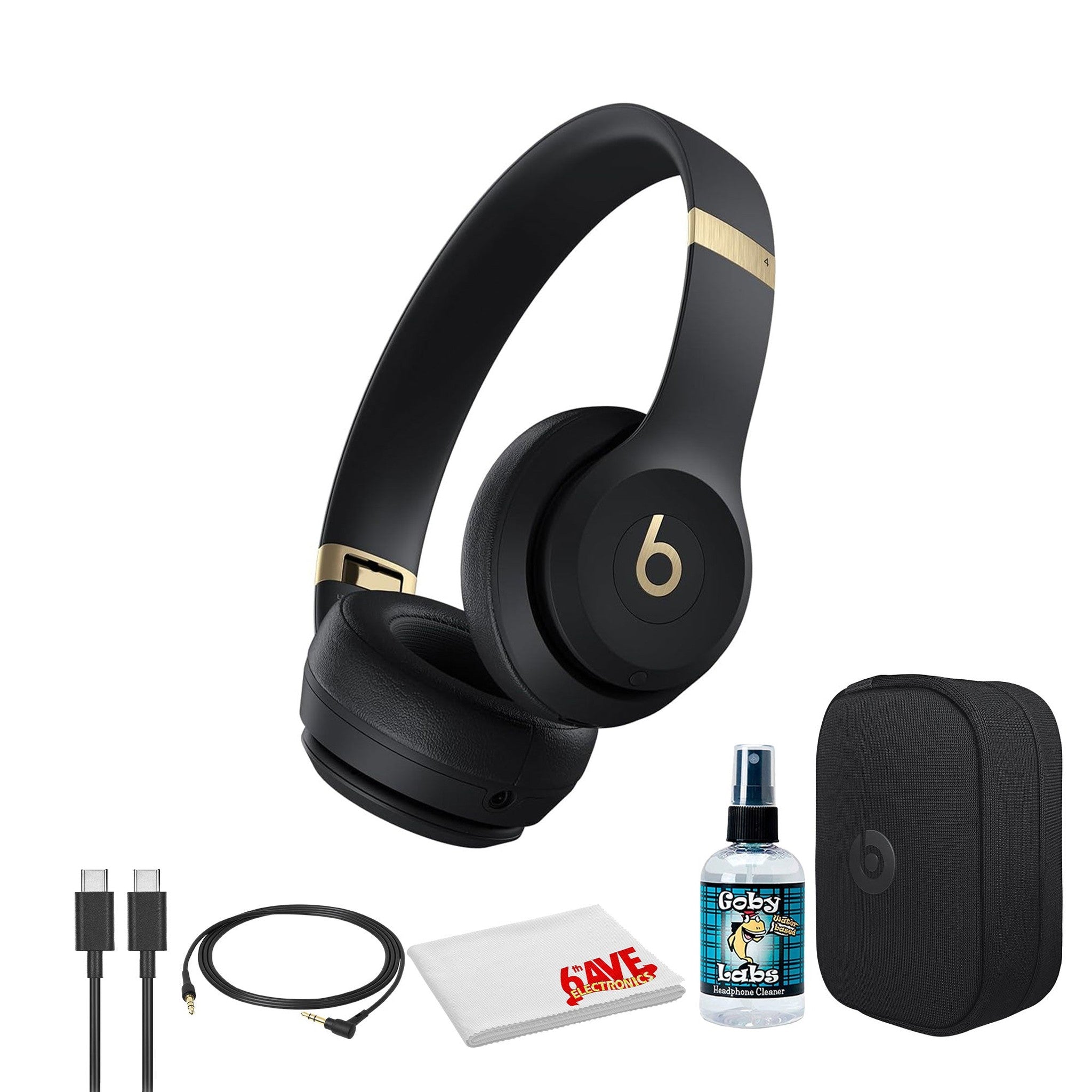 Beats by Dr. Dre Solo 4 Wireless Headphones Black and Gold Bundle Beats