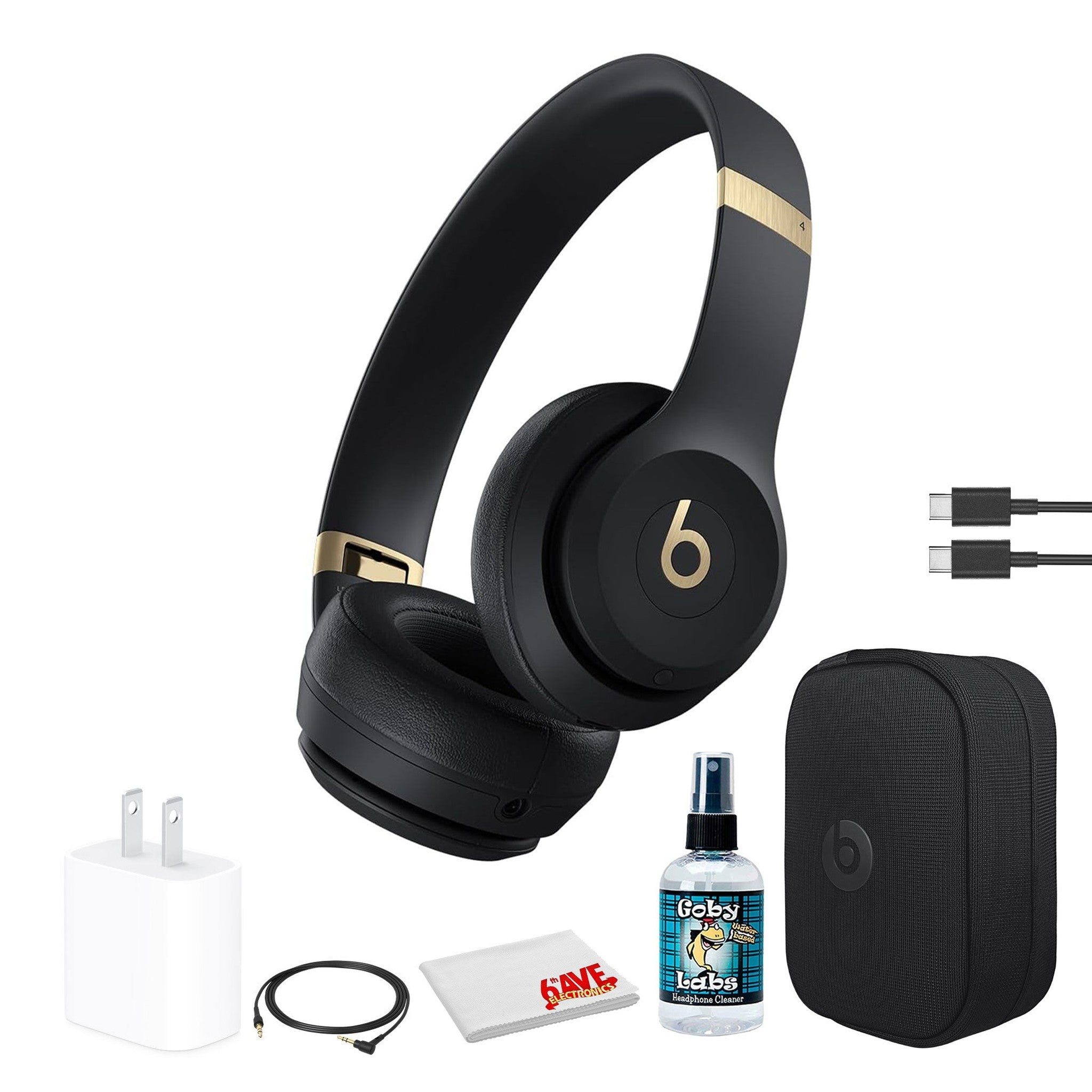 Beats by Dr. Dre Solo 4 Wireless Headphones Black and Gold Bundle Beats