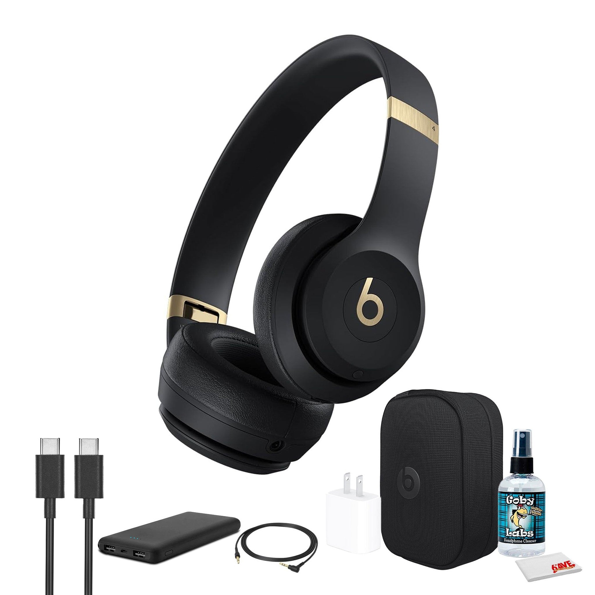 Beats by Dr. Dre Solo 4 Wireless Headphones Black and Gold Bundle Beats