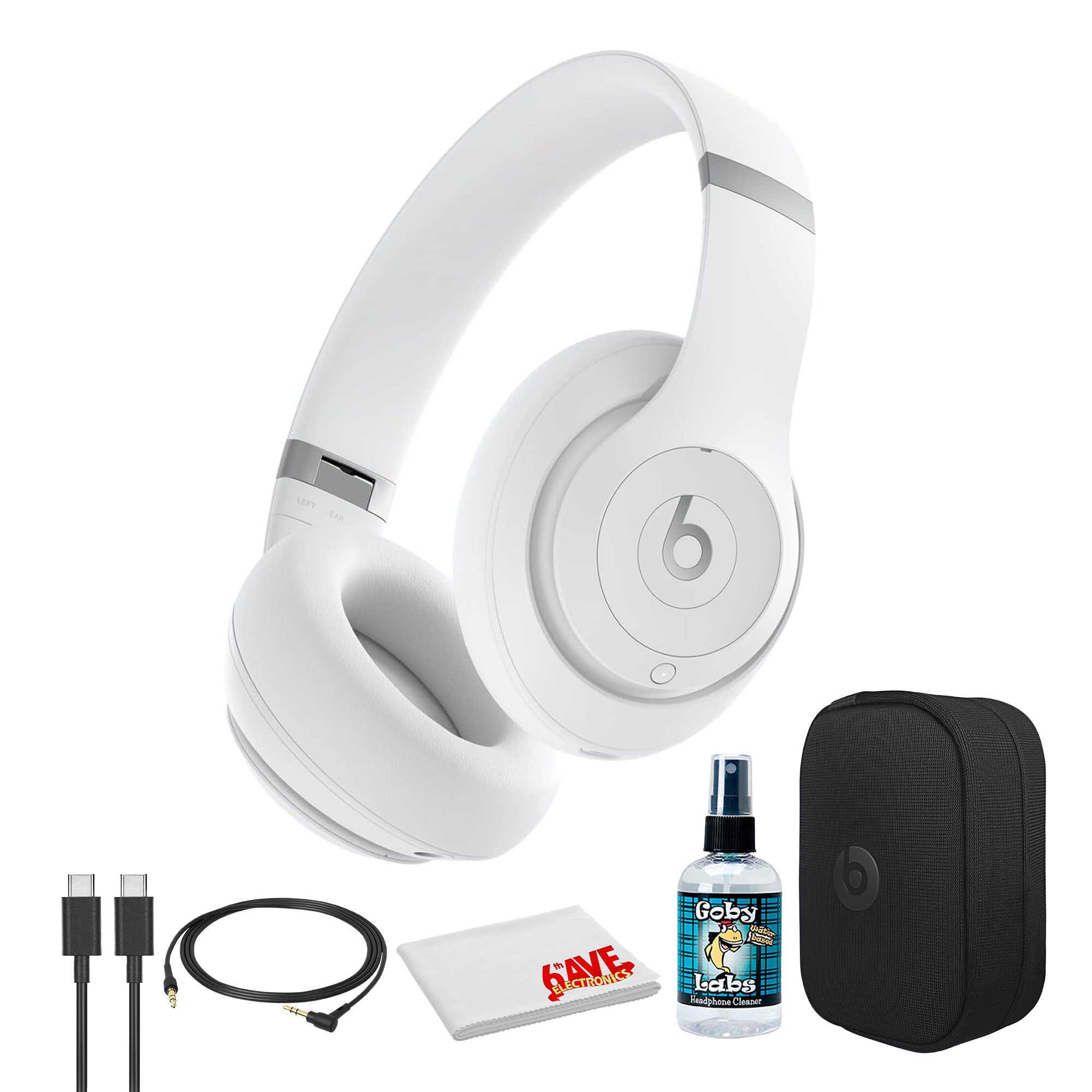 Beats by Dr. Dre Studio Pro Wireless Headphones Matte White Bundle