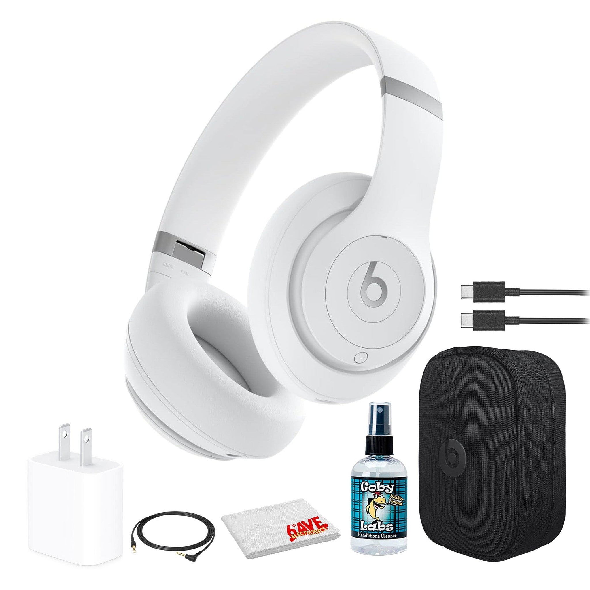 Beats by Dr. Dre Studio Pro Wireless Headphones Matte White Bundle Beats