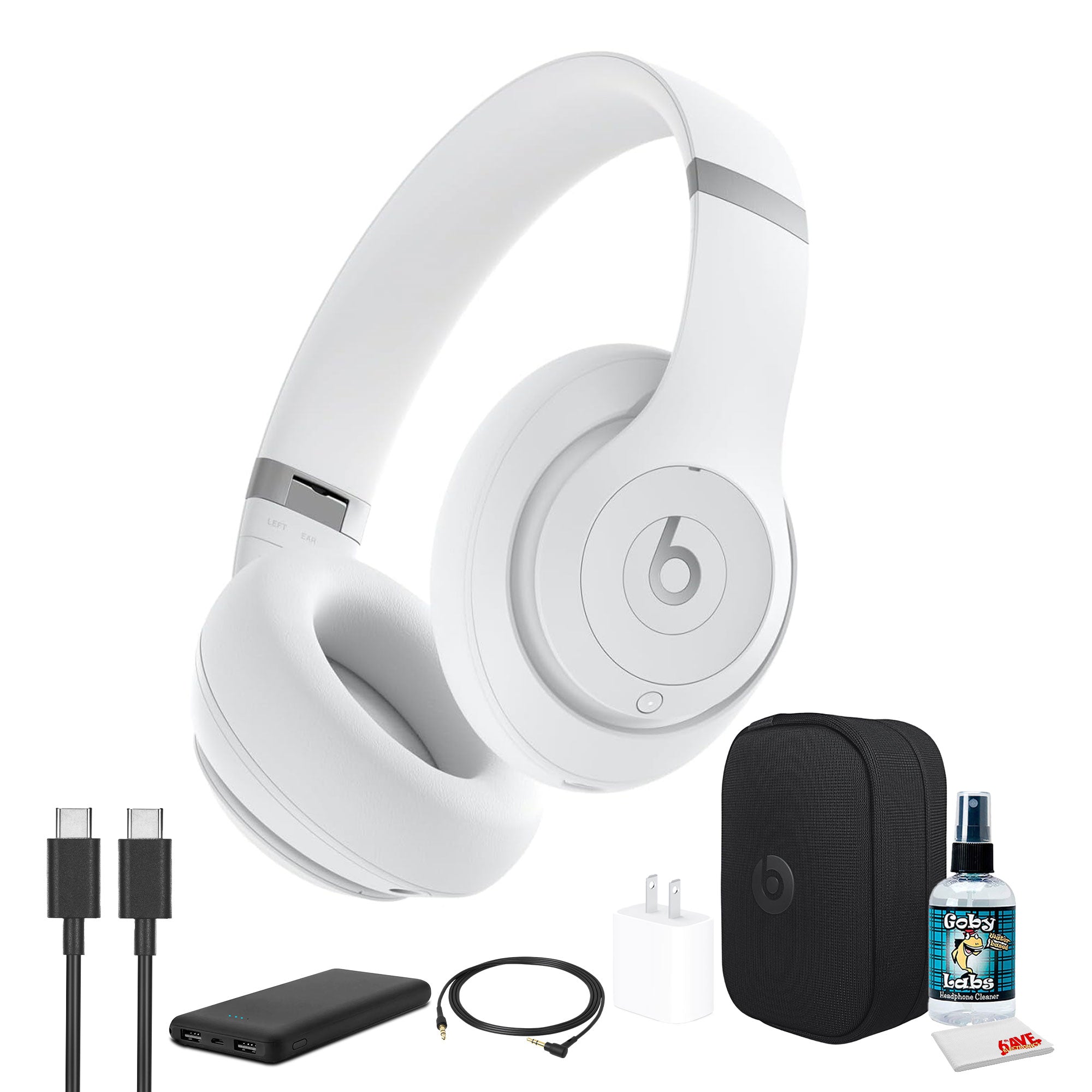 Beats by Dr. Dre Studio Pro Wireless Headphones Matte White Bundle