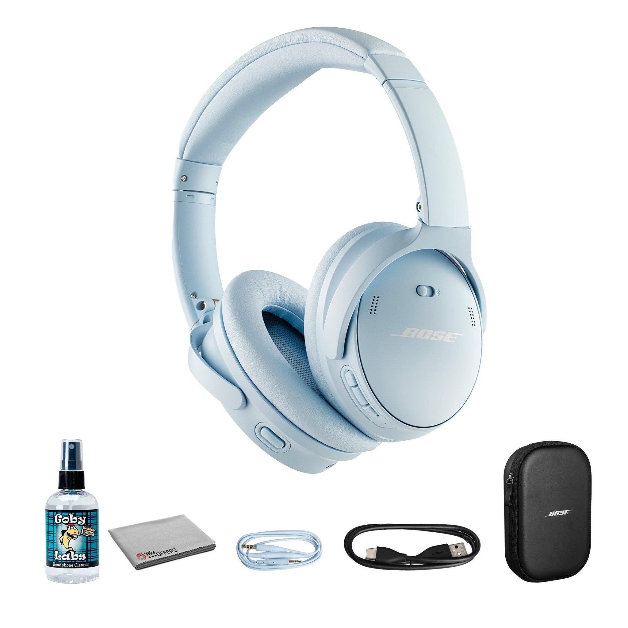 Bose QuietComfort Wireless Over-Ear Active Noise Canceling Headphones Bundle Bose