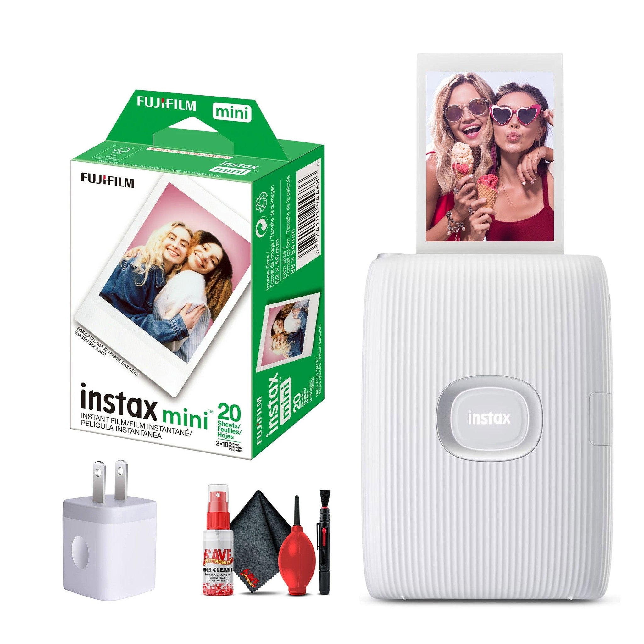 Fujifilm Instax Mini Link 2 Smartphone Printer Clay White Bundle Fujifilm