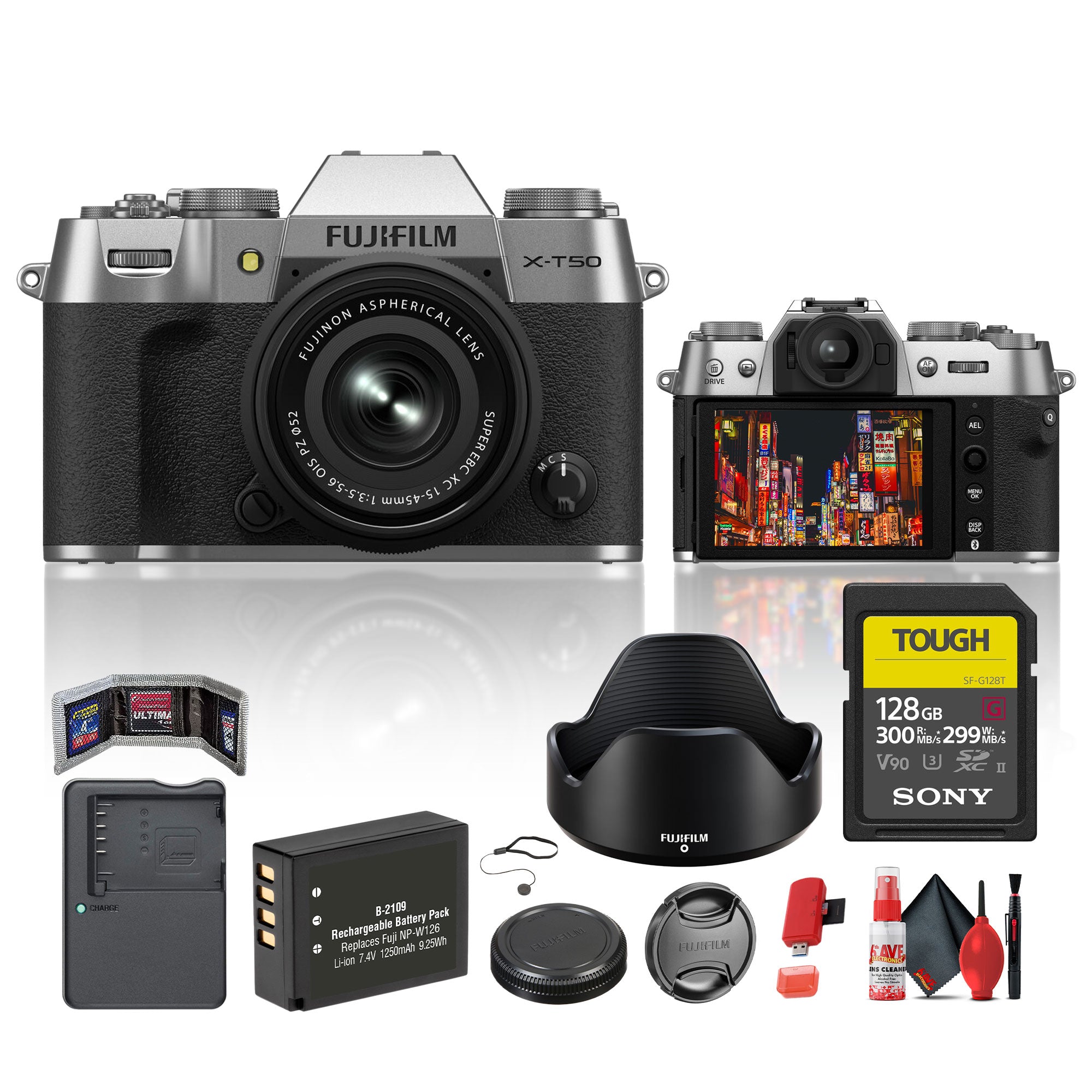 Fujifilm X-T50 Mirrorless Camera with 15-45mm f/3.5-5.6 Lens Bundle