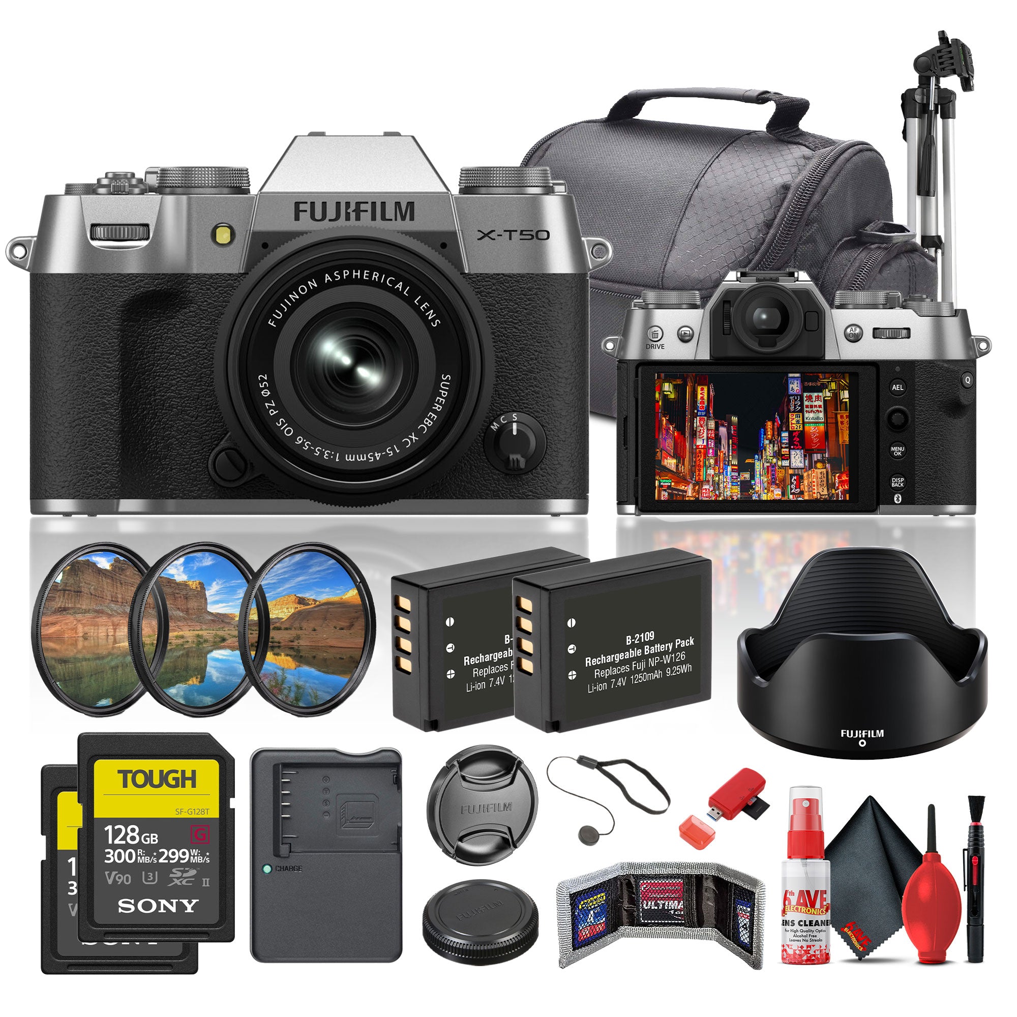 Fujifilm X-T50 Mirrorless Camera with 15-45mm f/3.5-5.6 Lens Bundle