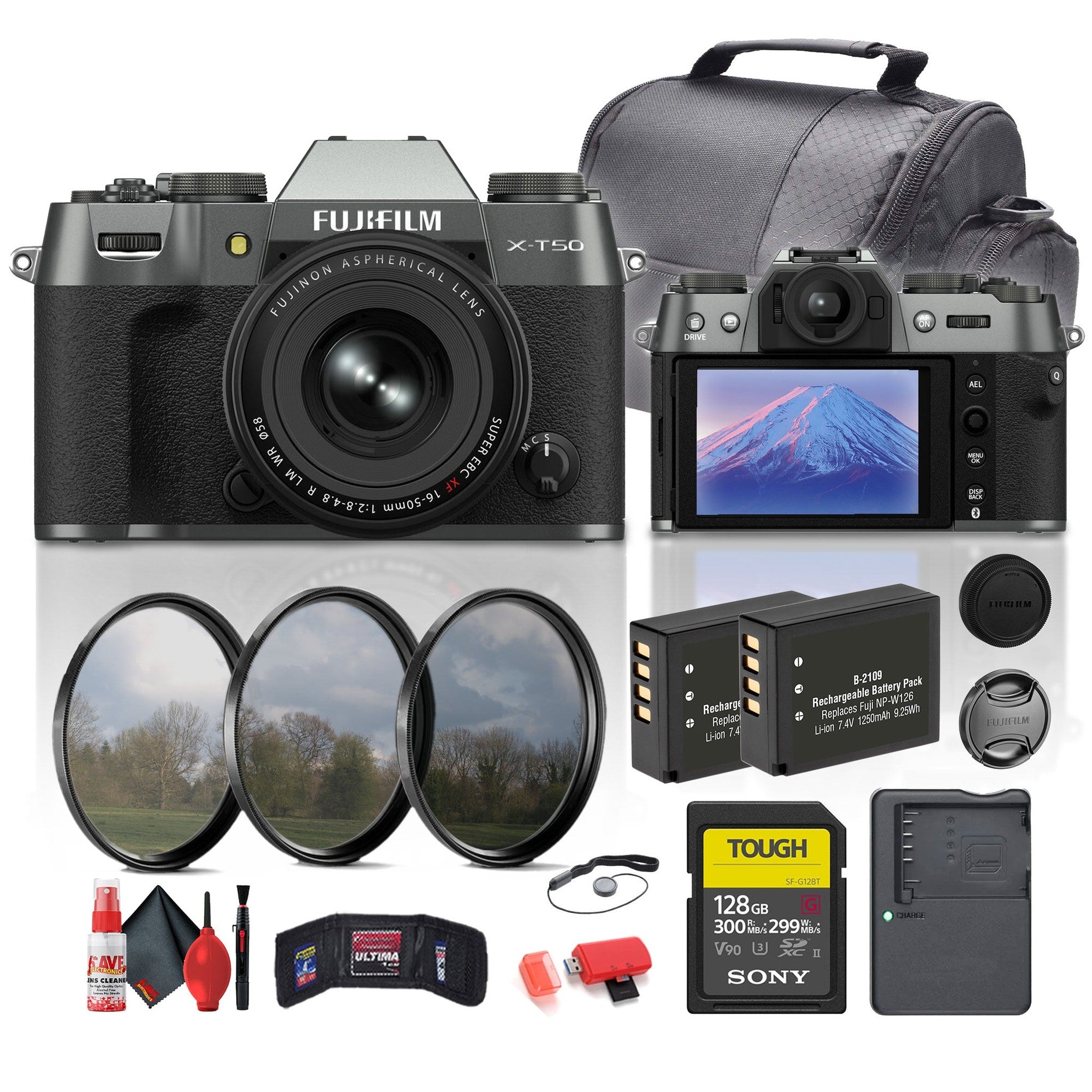 Fujifilm X-T50 Mirrorless Camera with 16-50mm f/2.8-4.8 Lens Charcoal Bundle