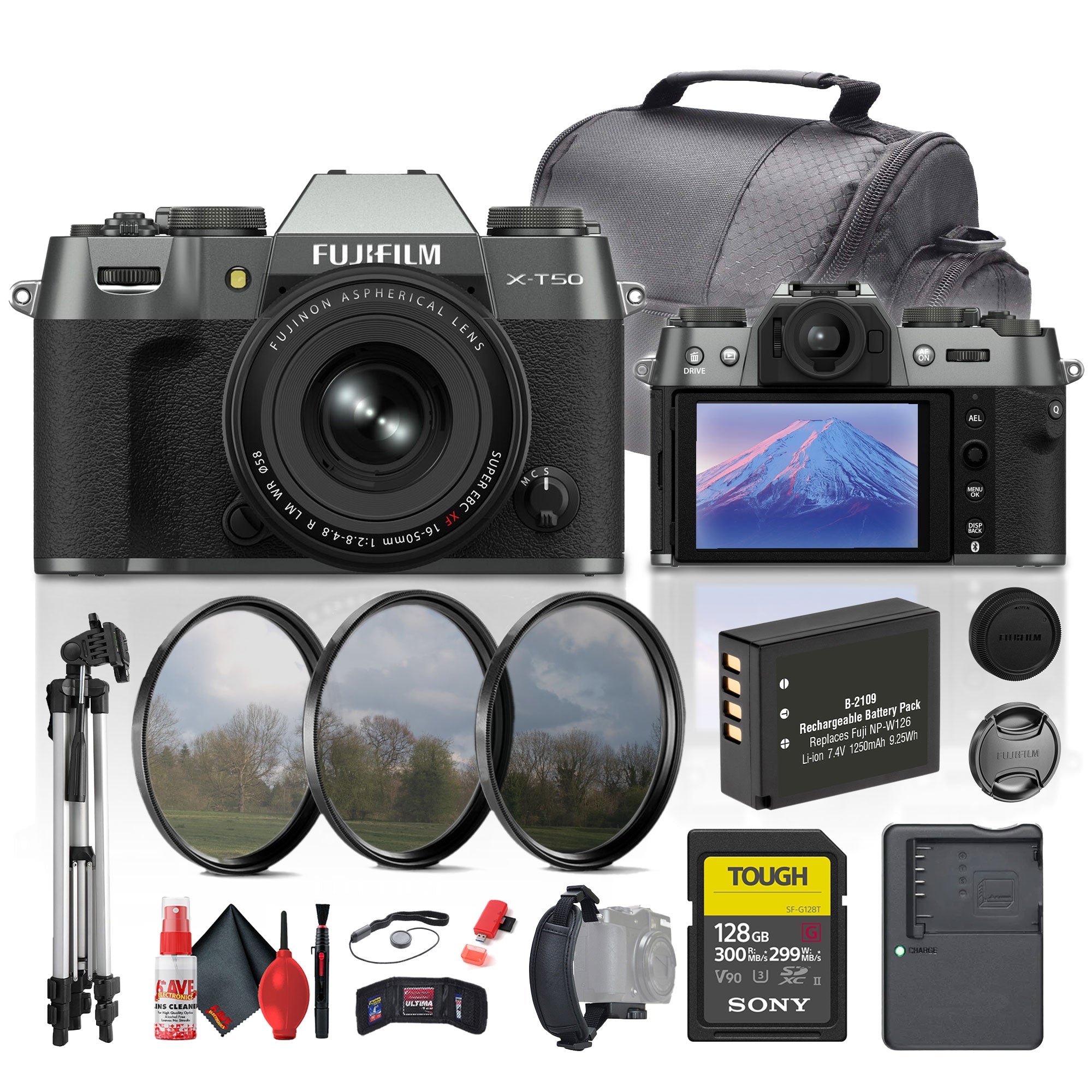 Fujifilm X-T50 Mirrorless Camera with 16-50mm f/2.8-4.8 Lens (Charcoal) Bundle