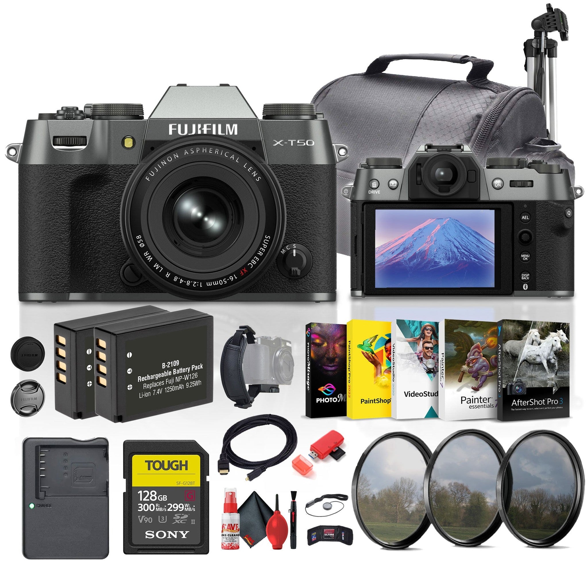 Fujifilm X-T50 Mirrorless Camera with 16-50mm f/2.8-4.8 Lens Charcoal Bundle