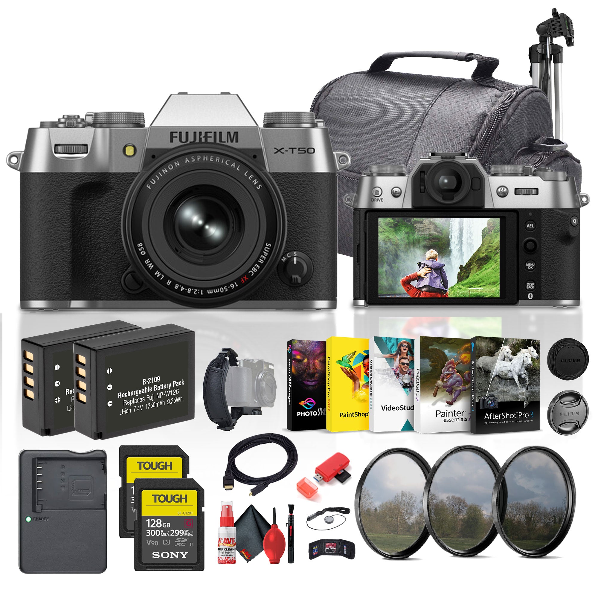 Fujifilm X-T50 Mirrorless Camera with XF 16-50mm f/2.8-4.8 Lens (Silver) Bundle