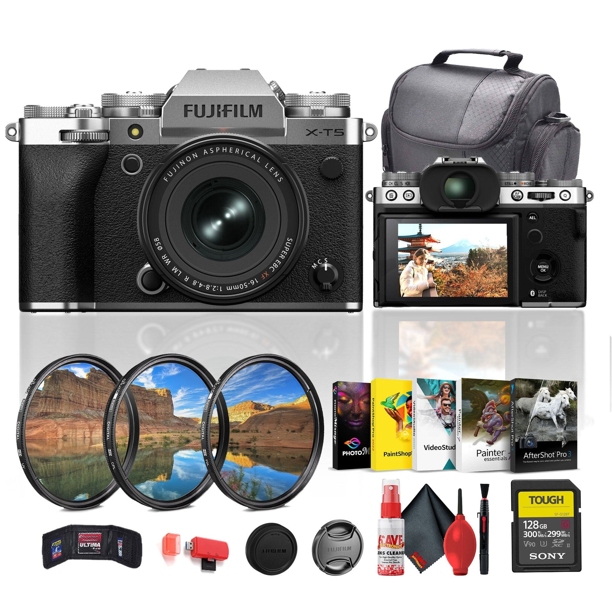 Fujifilm X-T5 Mirrorless Camera with XF 16-50mm f/2.8-4.8 Lens Silver Bundle Fujifilm