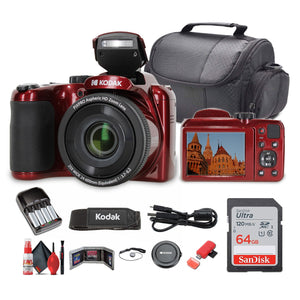 Kodak Pixpro AZ255 Digital Camera in Red AZ255RD Bundle with Accessories Kodak