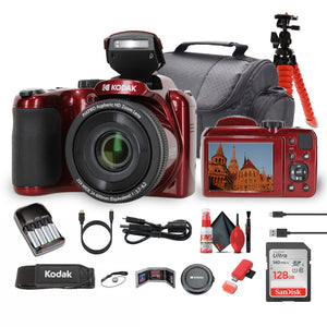 Kodak Pixpro AZ255 Digital Camera in Red AZ255RD Bundle with Accessories Kodak