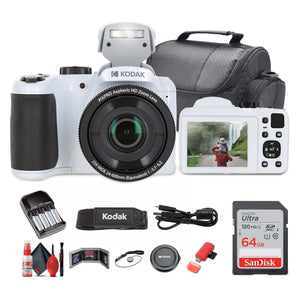 Kodak Pixpro AZ255 Digital Camera in White AZ255WH Bundle with Accessories