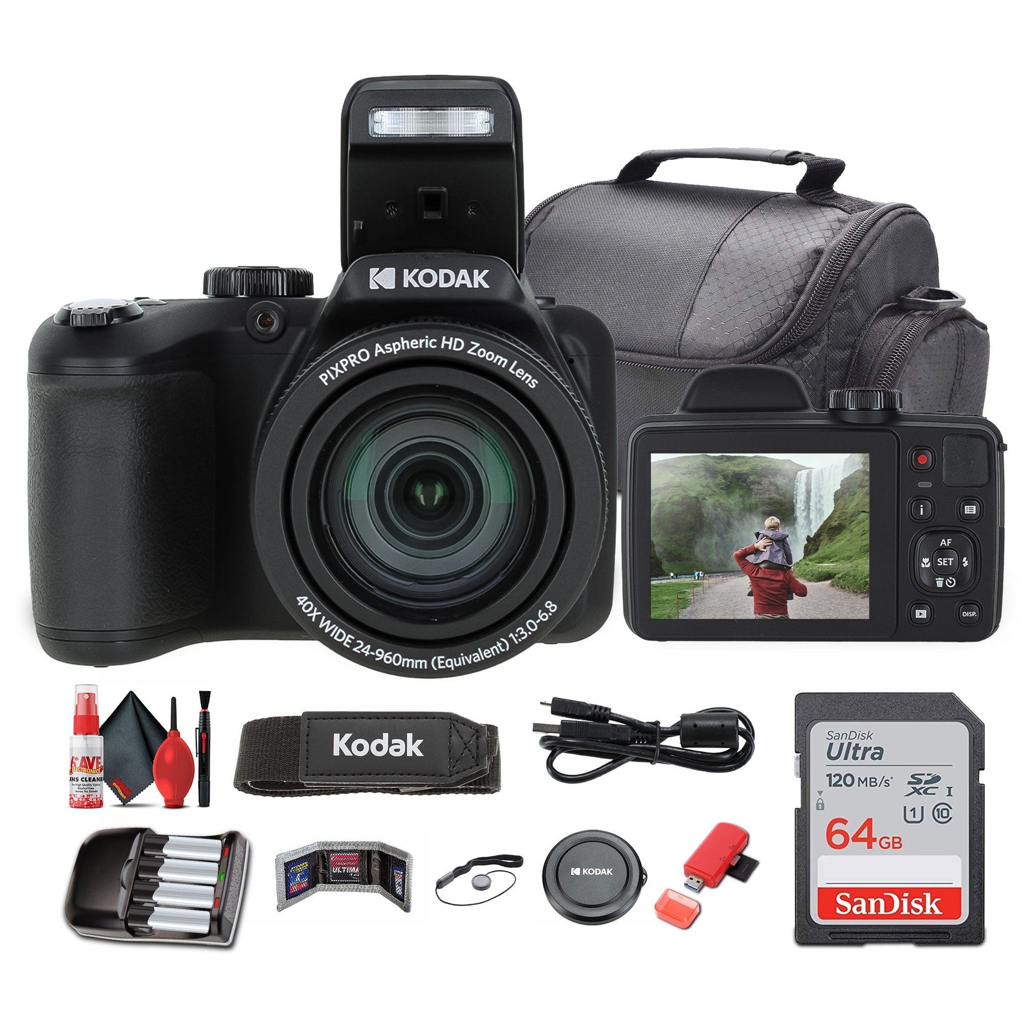 Kodak Pixpro AZ405 Digital Camera in Black AZ405BK Bundle from Accessories