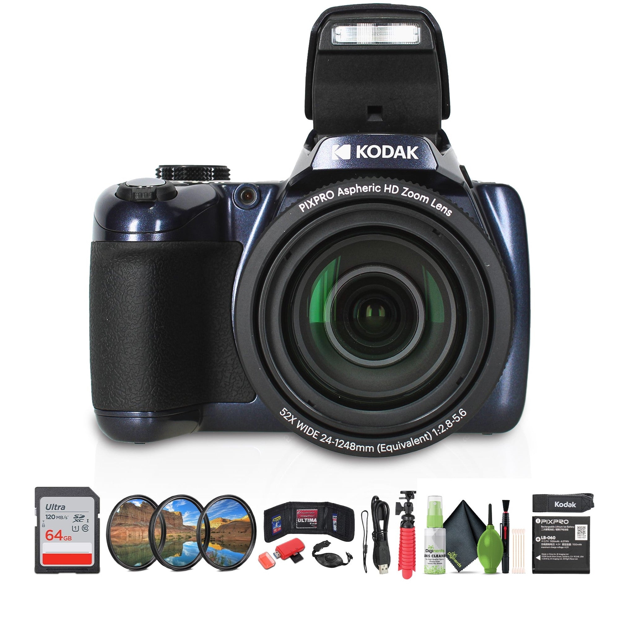 Kodak Pixpro AZ528 Digital Camera in Blue AZ528MB Bundle with Accessories Kodak