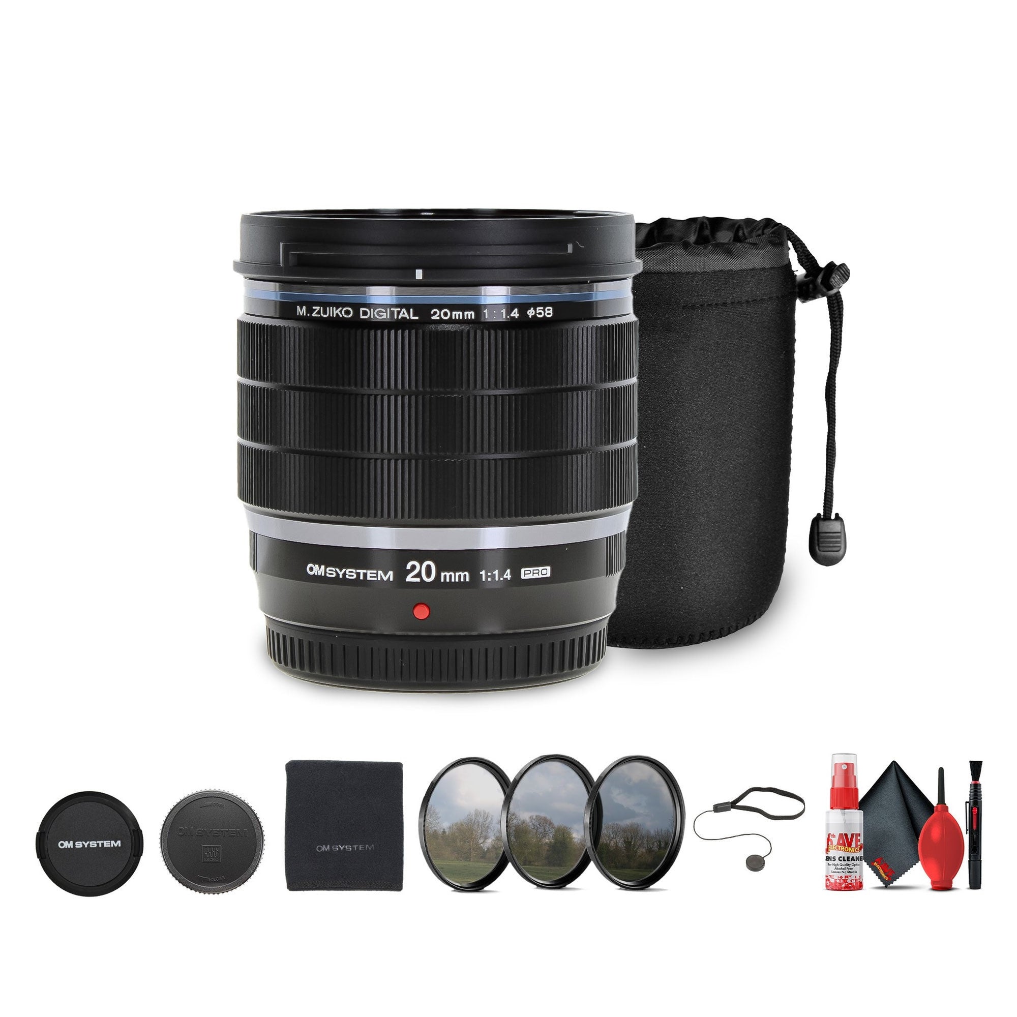 Olympus OM SYSTEM M.Zuiko Digital ED 20mm f/1.4 PRO Lens Bundle Olympus