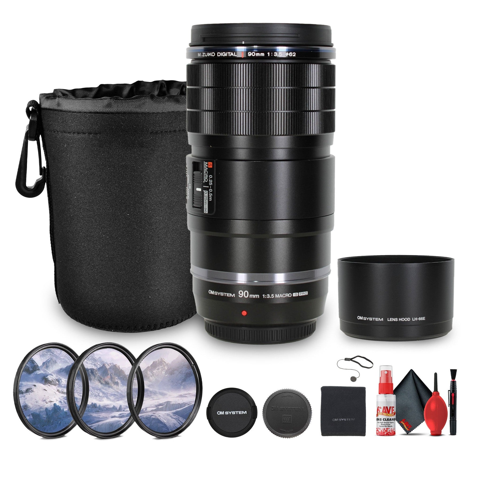 Olympus OM SYSTEM M.Zuiko Digital ED 90mm f/3.5 Macro IS PRO Lens Bundle Olympus