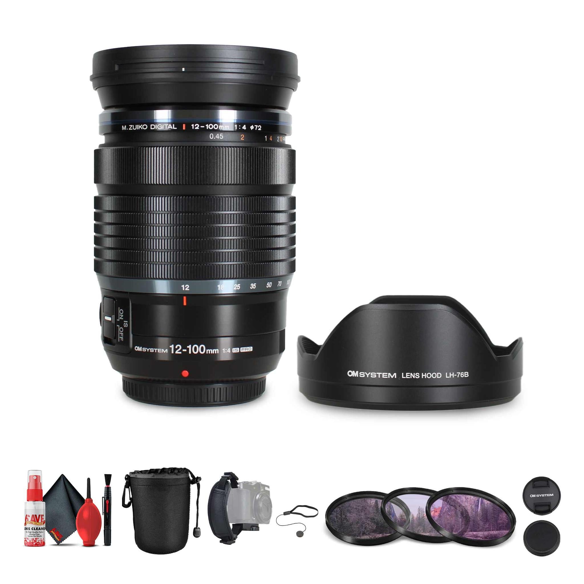 OM SYSTEM M.Zuiko Digital ED 12-100mm f/4 IS PRO Lens Bundle OM System
