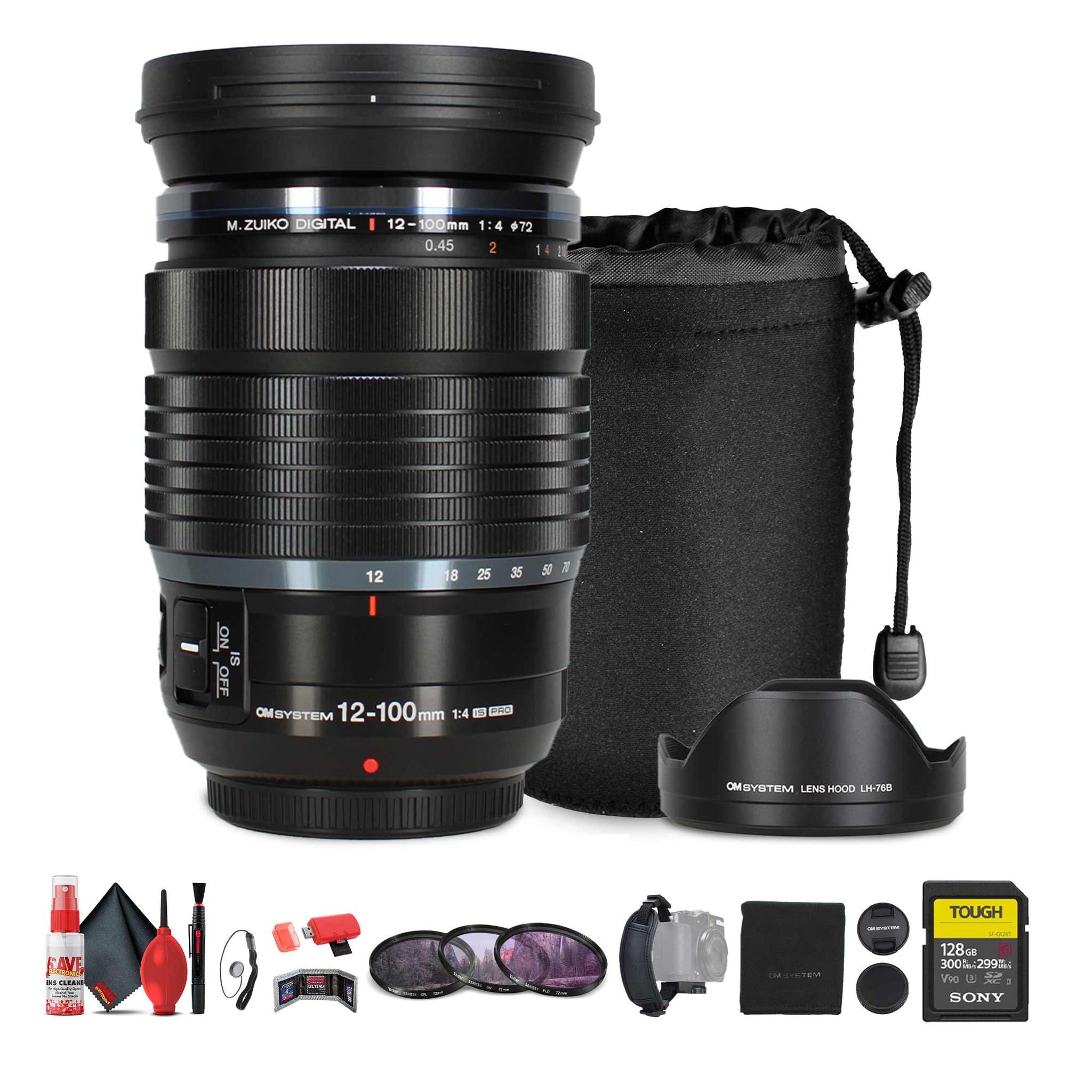 OM SYSTEM M.Zuiko Digital ED 12-100mm f/4 IS PRO Lens Bundle OM System