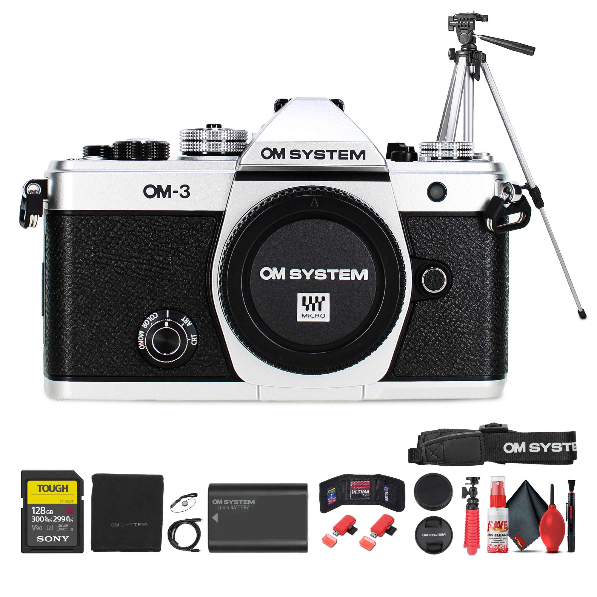 OM SYSTEM OM-3 Mirrorless Camera Silver Bundle