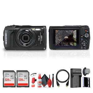 OM SYSTEM Tough TG-7 Digital Camera Black Bundle