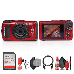 OM System Tough TG-7 Digital Camera Red Bundle