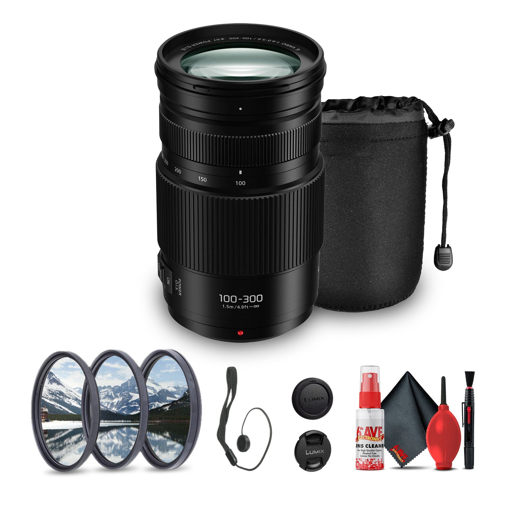 Panasonic Lumix G Vario 100-300mm f/4-5.6 II POWER O.I.S. Lens Bundle Panasonic