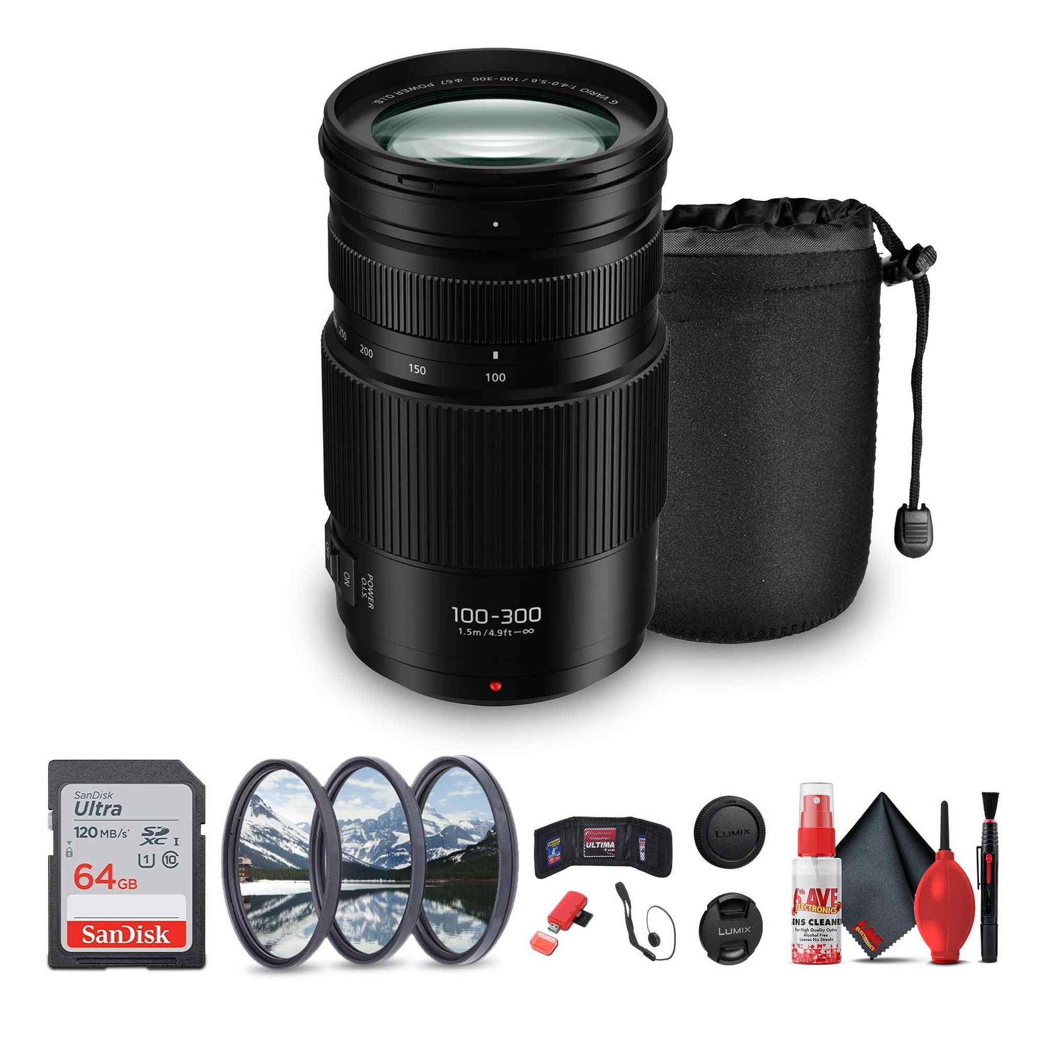 Panasonic Lumix G Vario 100-300mm f/4-5.6 II POWER O.I.S. Lens Bundle Panasonic
