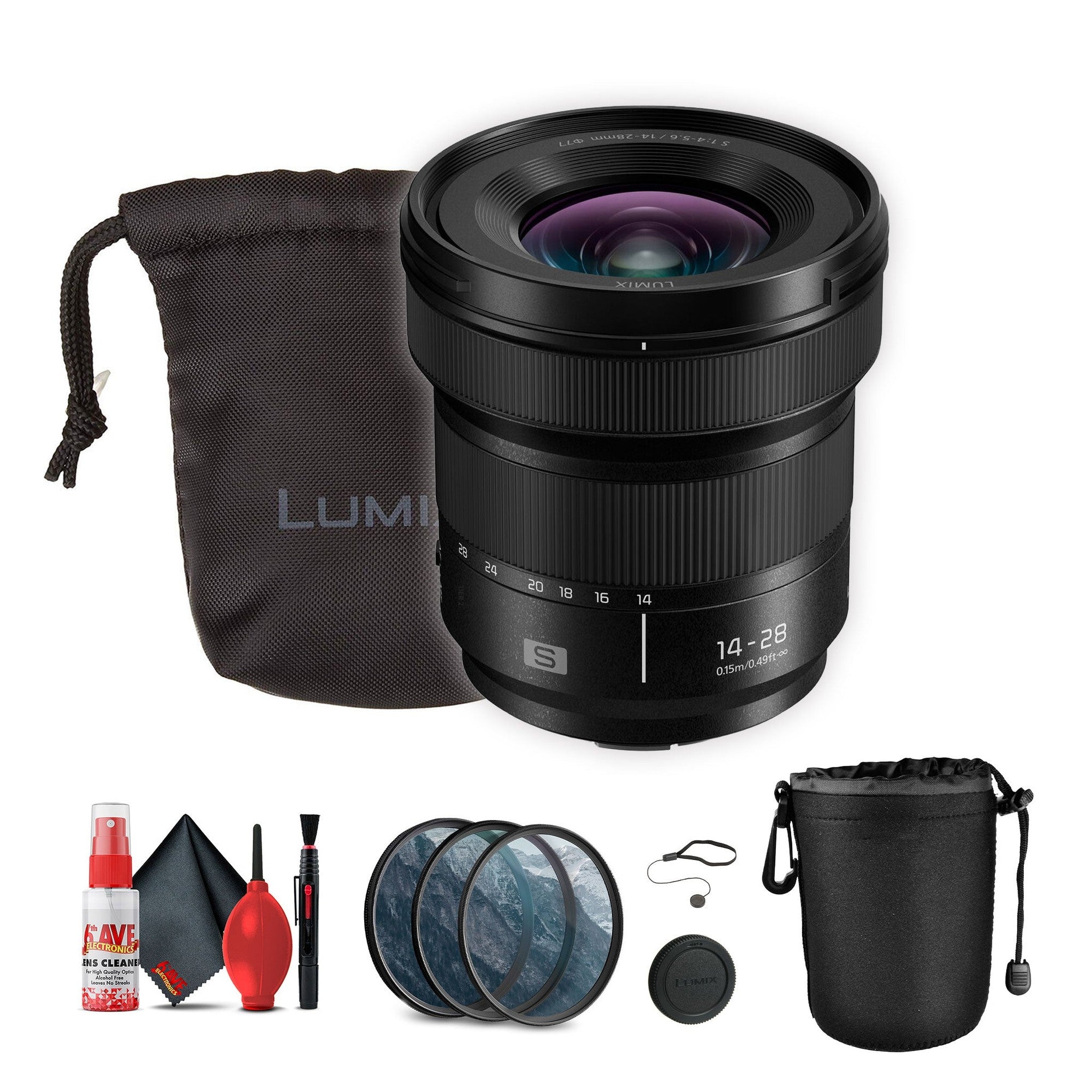 Panasonic Lumix S 14-28mm f/4.5-5.6 Lens for Leica L Bundle with Accessories Panasonic
