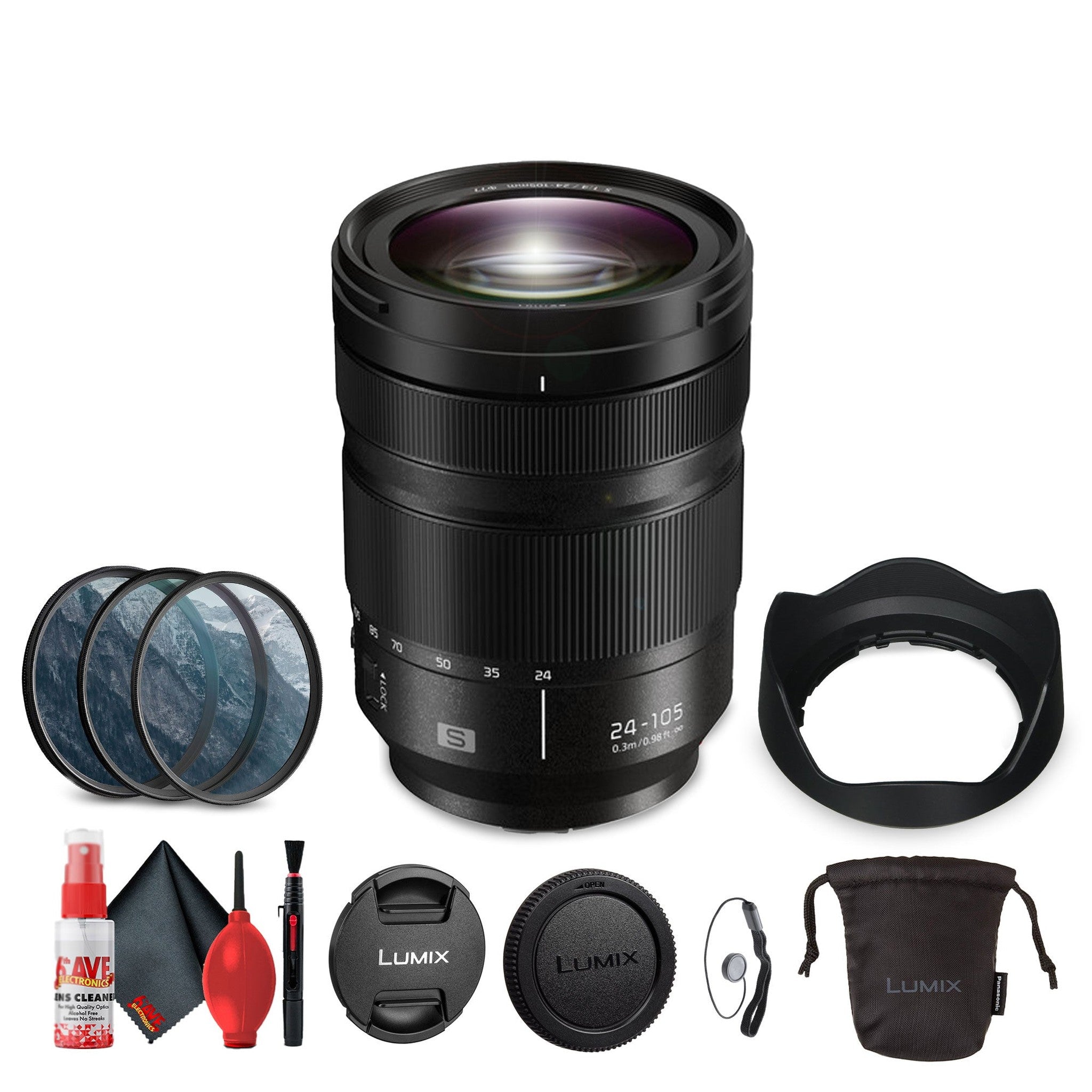 Panasonic Lumix S 24-105mm f/4 Macro O.I.S. Lens Bundle with Acccessories Panasonic