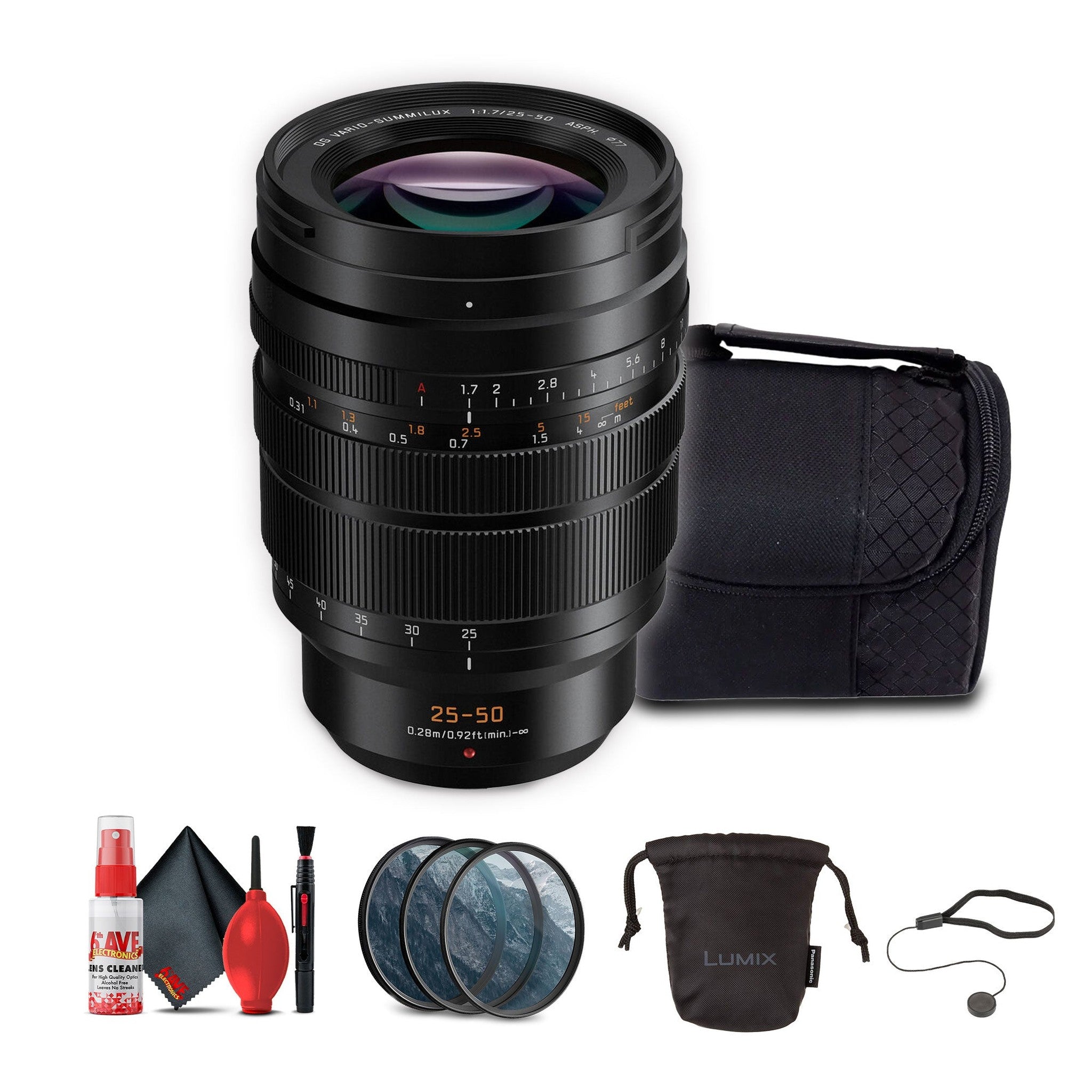 Panasonic Leica DG Cario-Summilux 25-50mm f/1.7 Lens Bundle with Accessories Panasonic