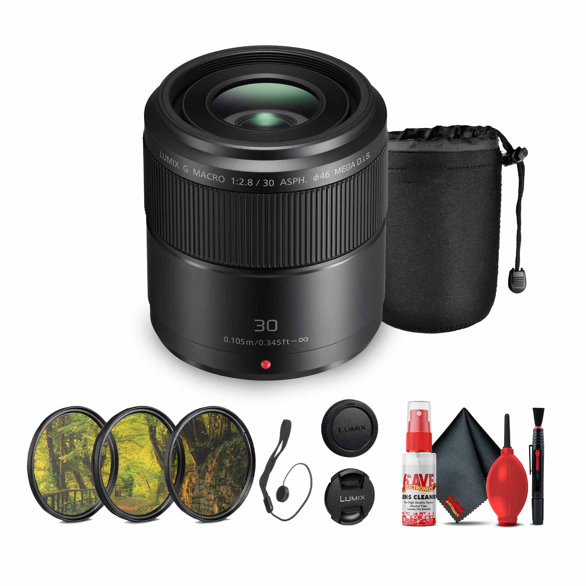 Panasonic Lumix G Macro 30mm f/2.8 Lens Bundle