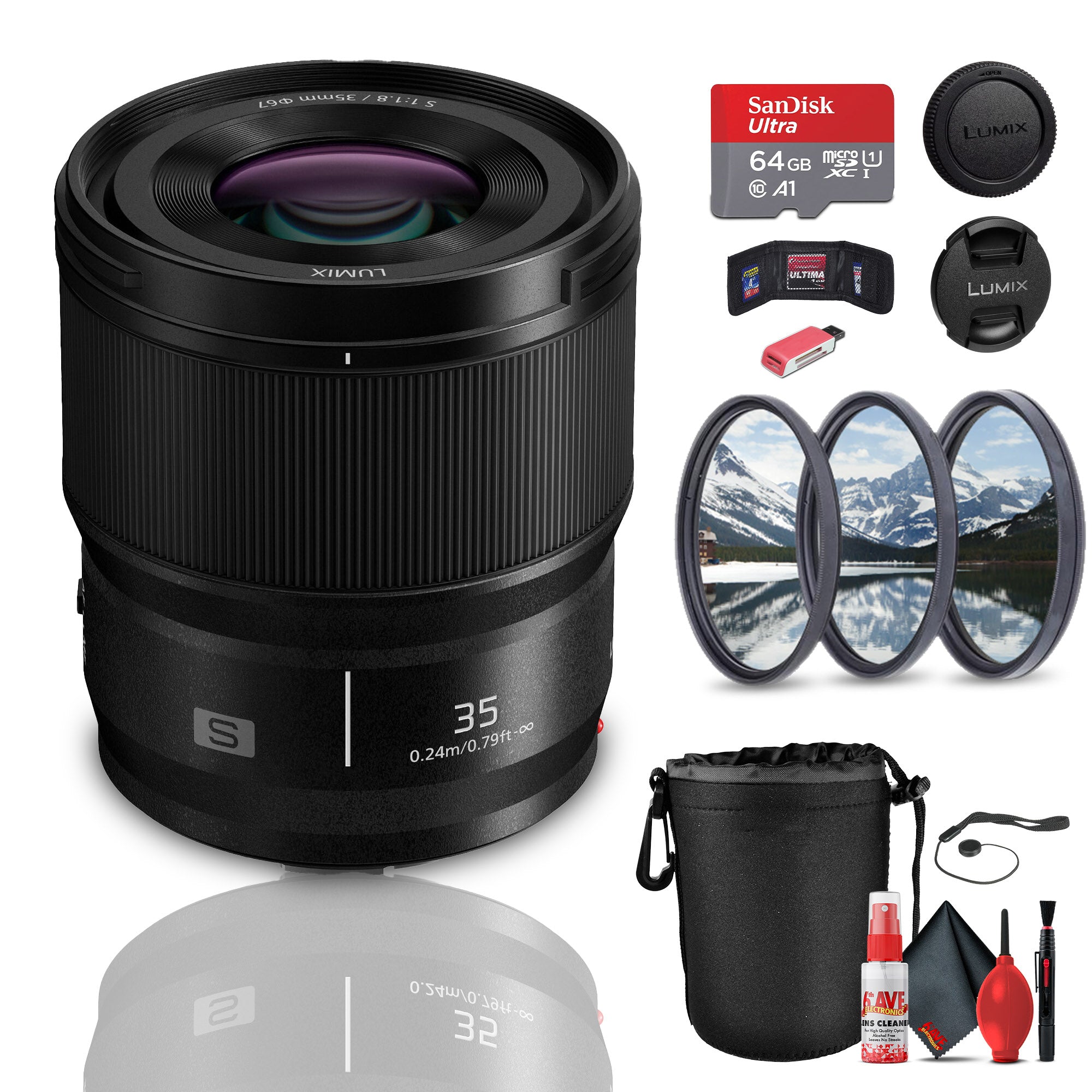Panasonic Lumix S 35mm f/1.8 Lens Bundle with Accessories