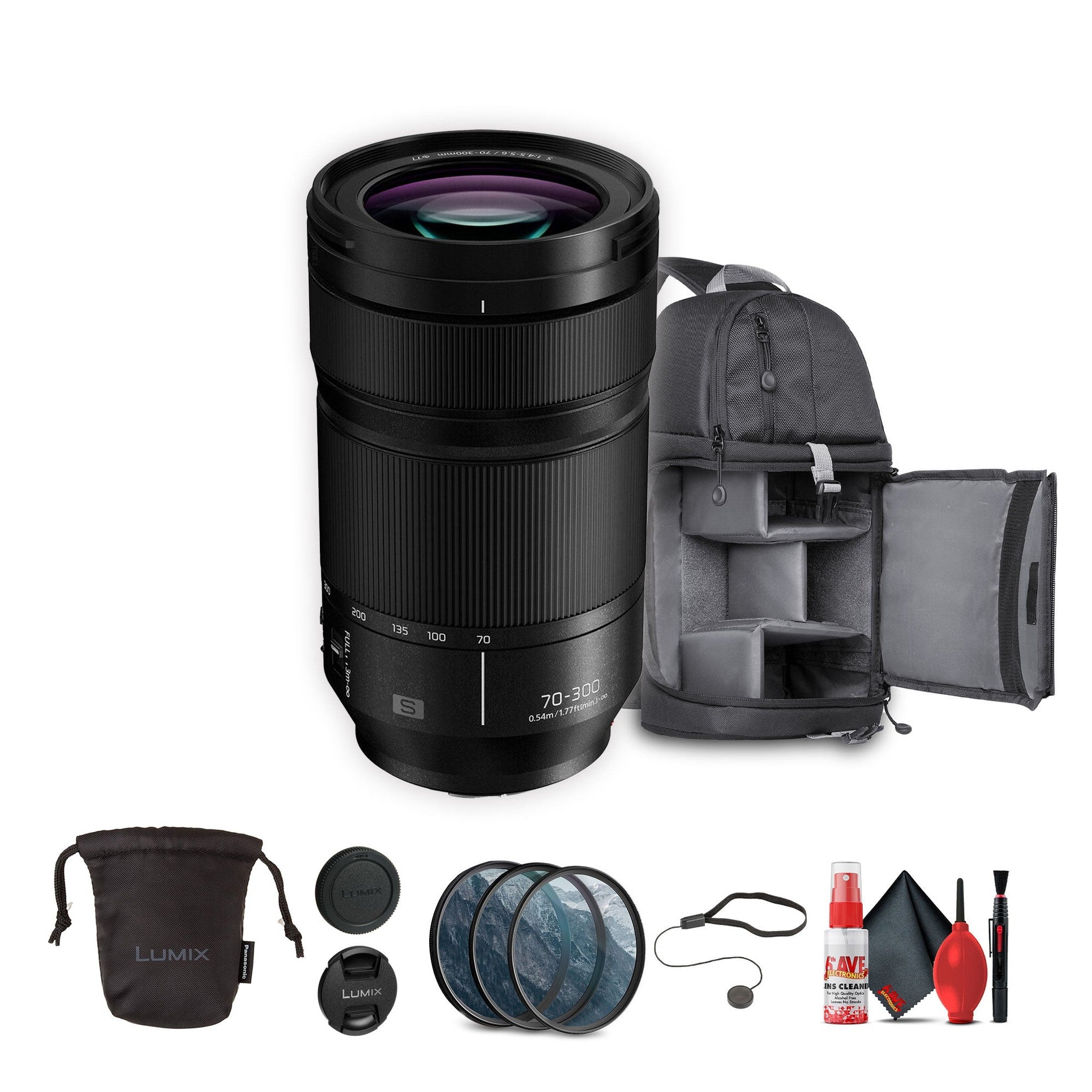 Panasonic Lumix S 70-300mm f/4.5-5.6 Macro Lens Bundle with Accessories Panasonic