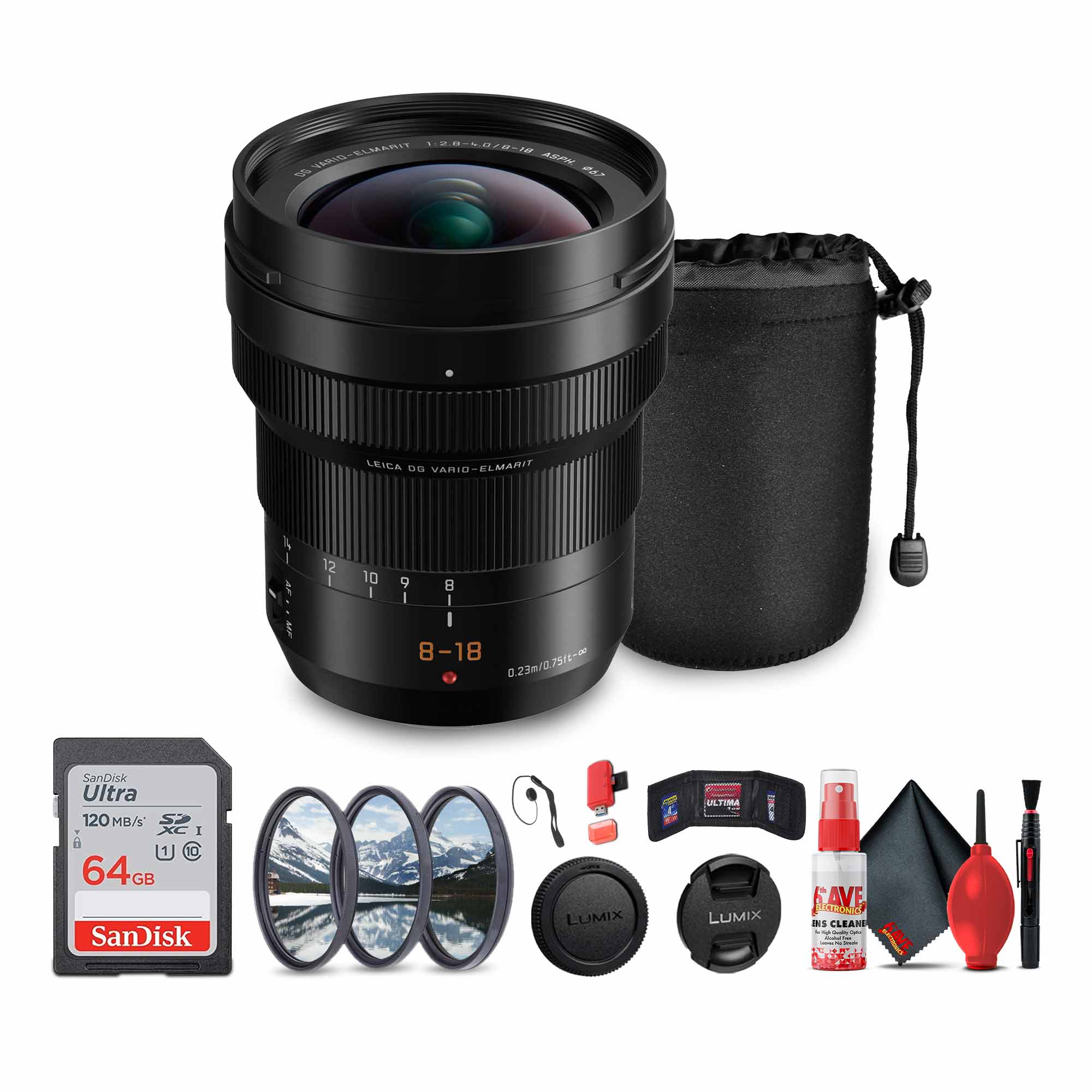 Panasonic Leica DG Vario-Elmarit 8-18mm f/2.8-4 ASPH. Lens Bundle
