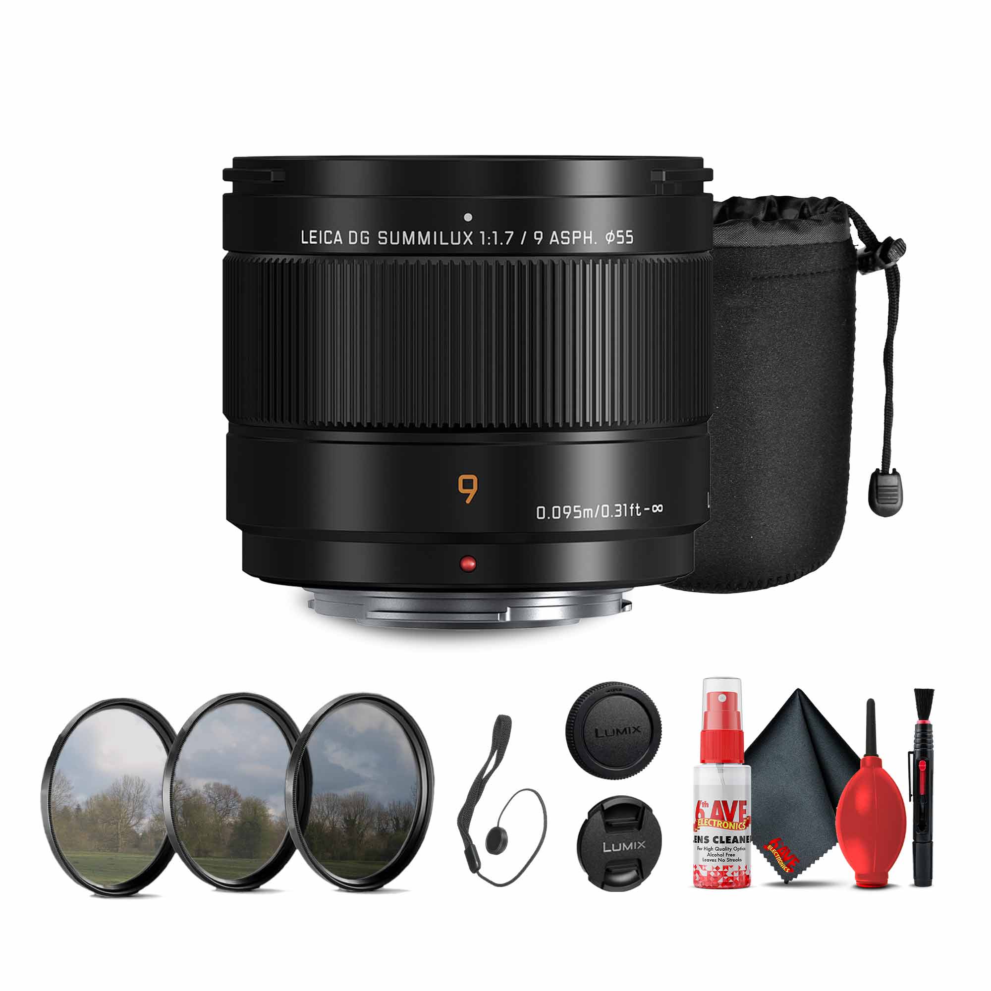 Panasonic Leica DG Summilux 9mm f/1.7 ASPH Lens Bundle