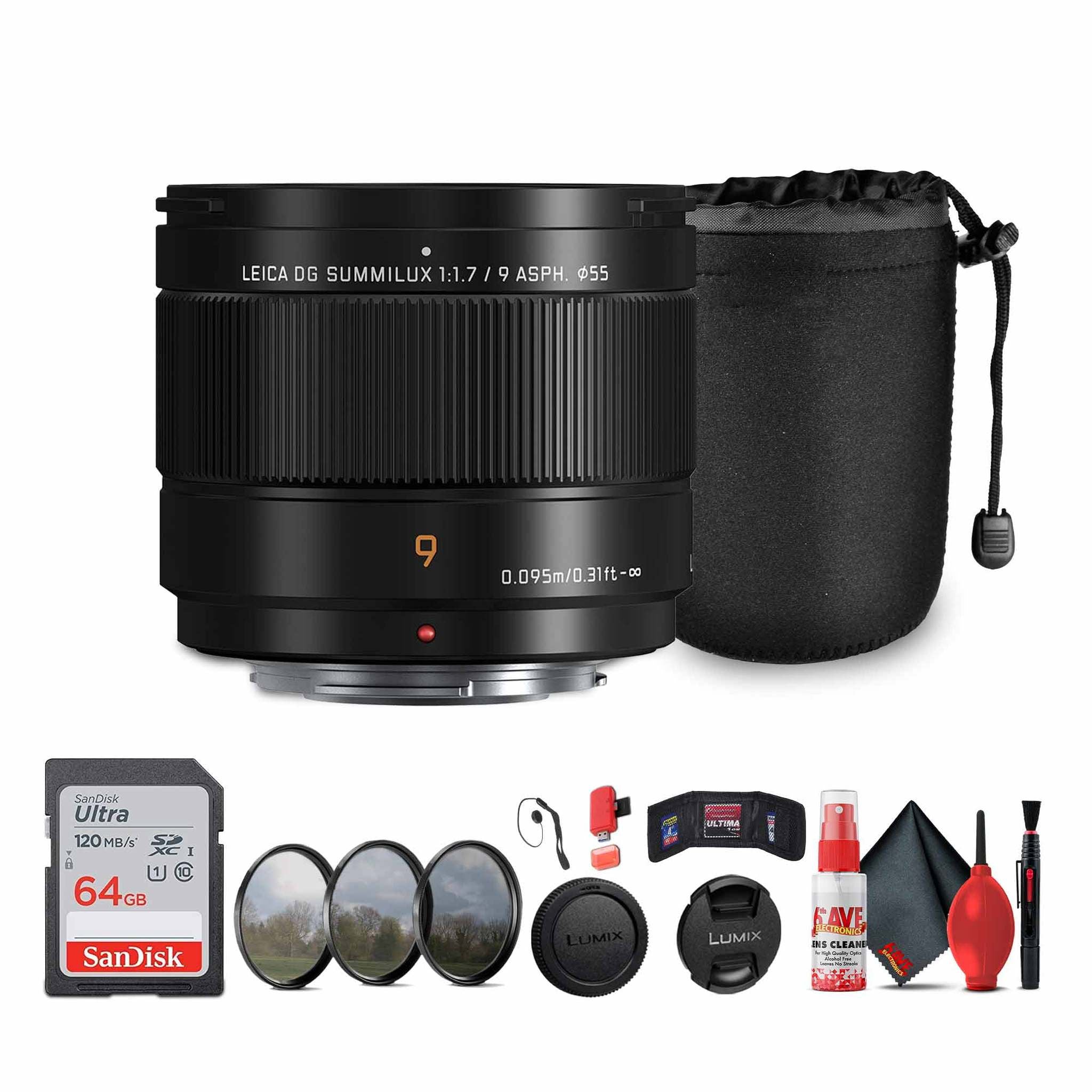 Panasonic Leica DG Summilux 9mm f/1.7 ASPH Lens Bundle