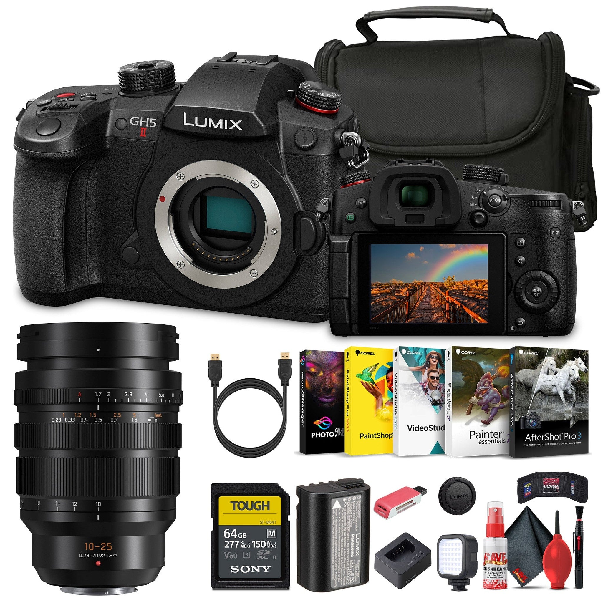 Panasonic Lumix GH5 II Mirrorless Camera DC-GH5M2BODY Bundle With Extra 10-25mm Lens Panasonic
