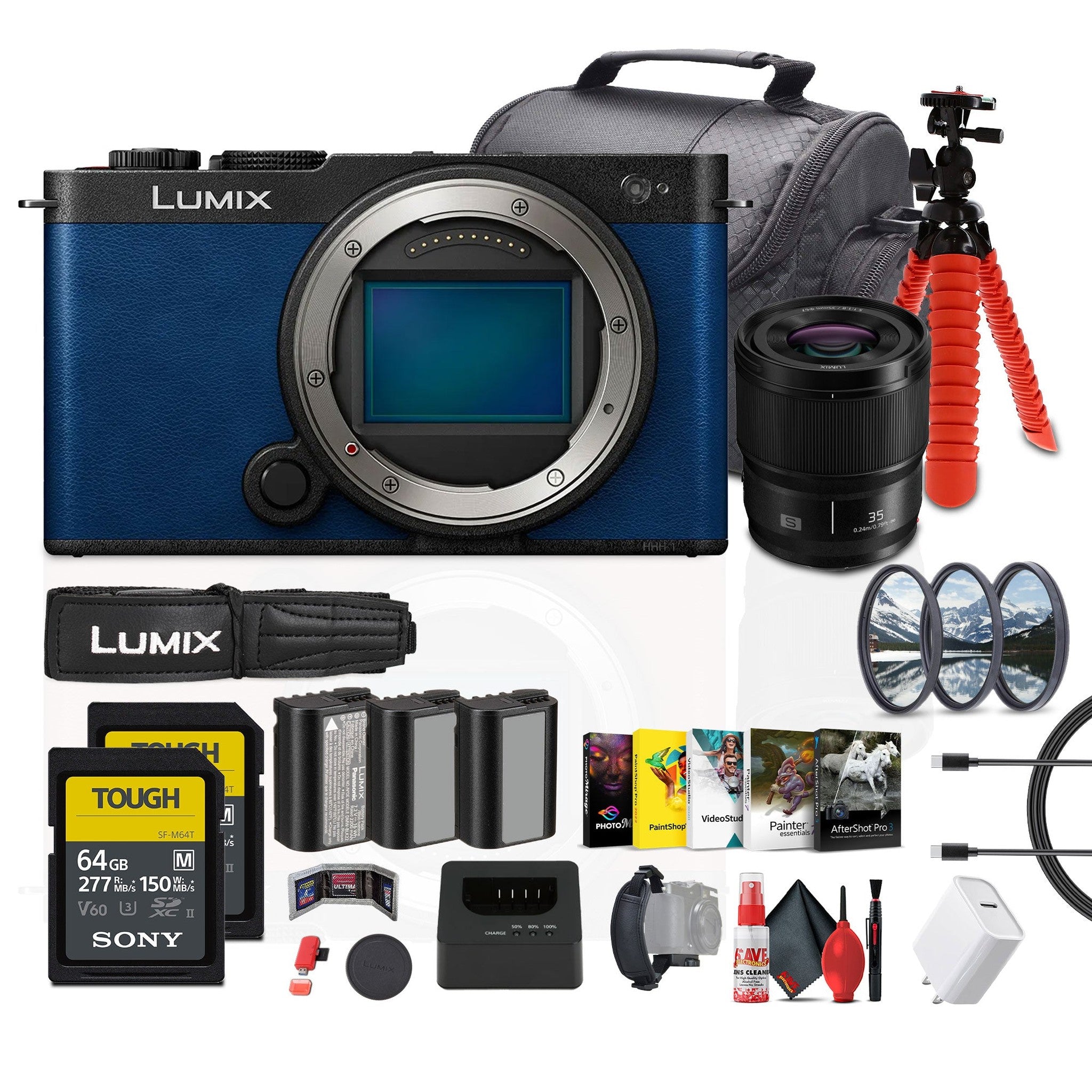 Panasonic Lumix S9 Mirrorless Camera Blue Bundle with Accessories Panasonic