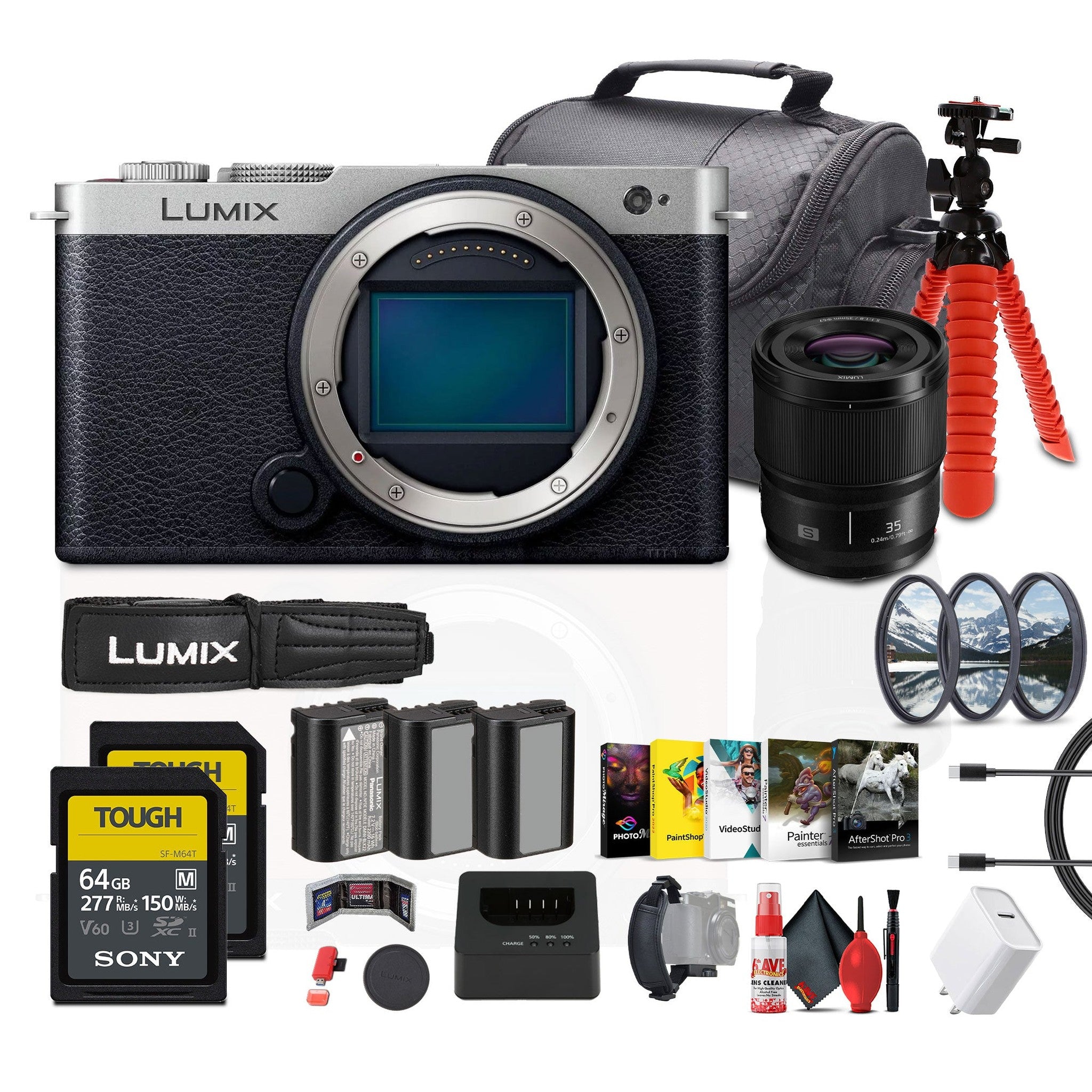 Panasonic Lumix S9 Mirrorless Camera Silver Bundle with Accessories Panasonic
